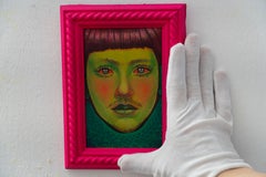 Greene & Greene & Greene & Greene ritratto ancestrale dipinto in acrilico con cornice in resina rosa