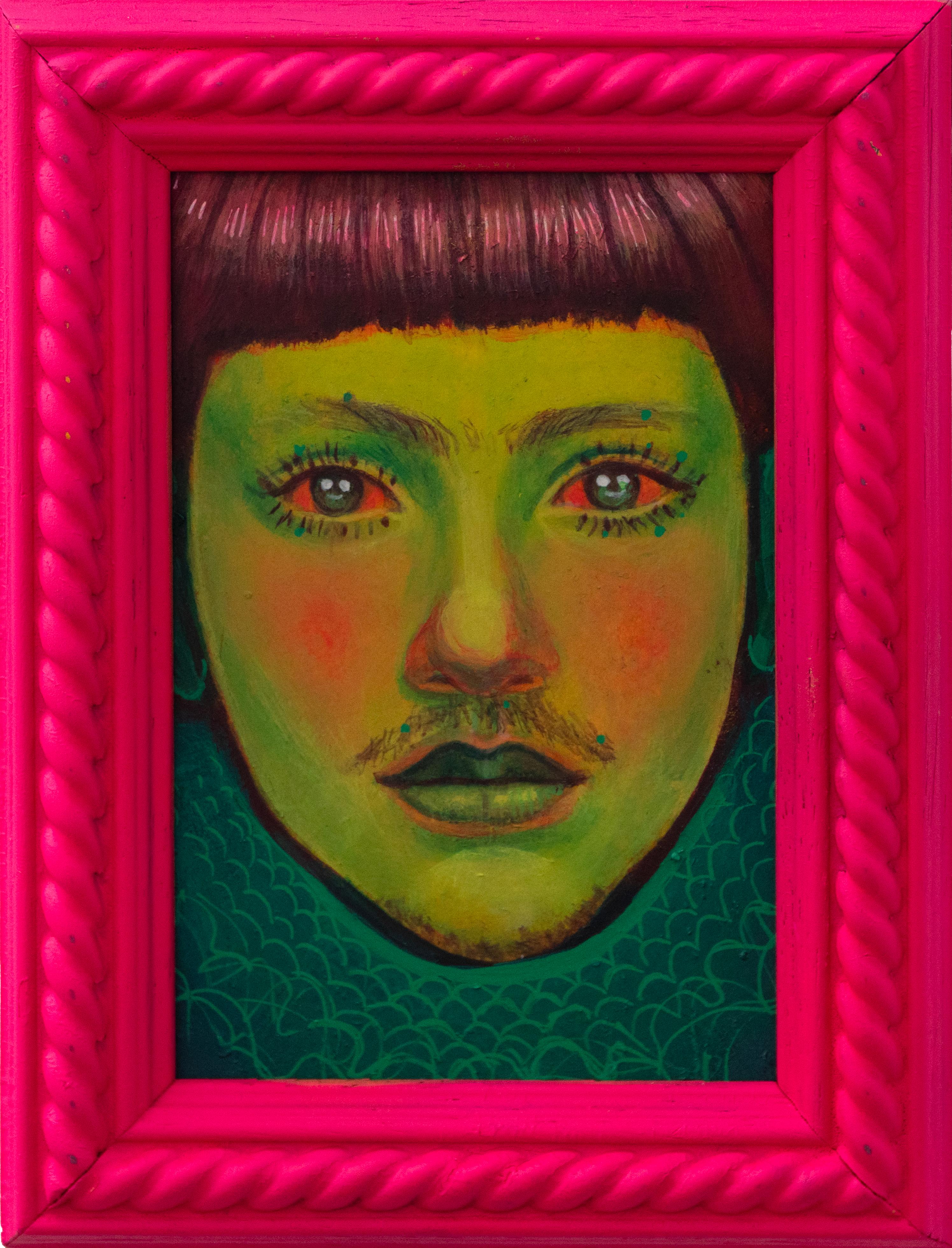 Greene & Greene Greene Portrait ancestral Peinture acrylique avec cadre en résine rose