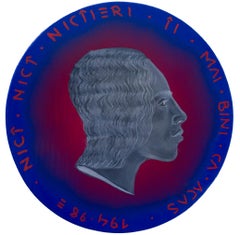 Umgekehrtes monochromes moldauisches Porträt mit rot-blauem Kreisfeld. Währung 270
