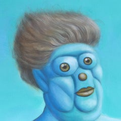 Pop Surreal Emoji Portrait and Landscape Acrylic Painting on Canvas. Mr Bubbles