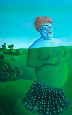 Pop Surreal Emoji Portrait and Landscape Acrylic Painting on Canvas. Mr Bubbles