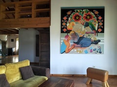 Large Scale Mythological Scene Painting on Wood Panel Contemporary Figuration