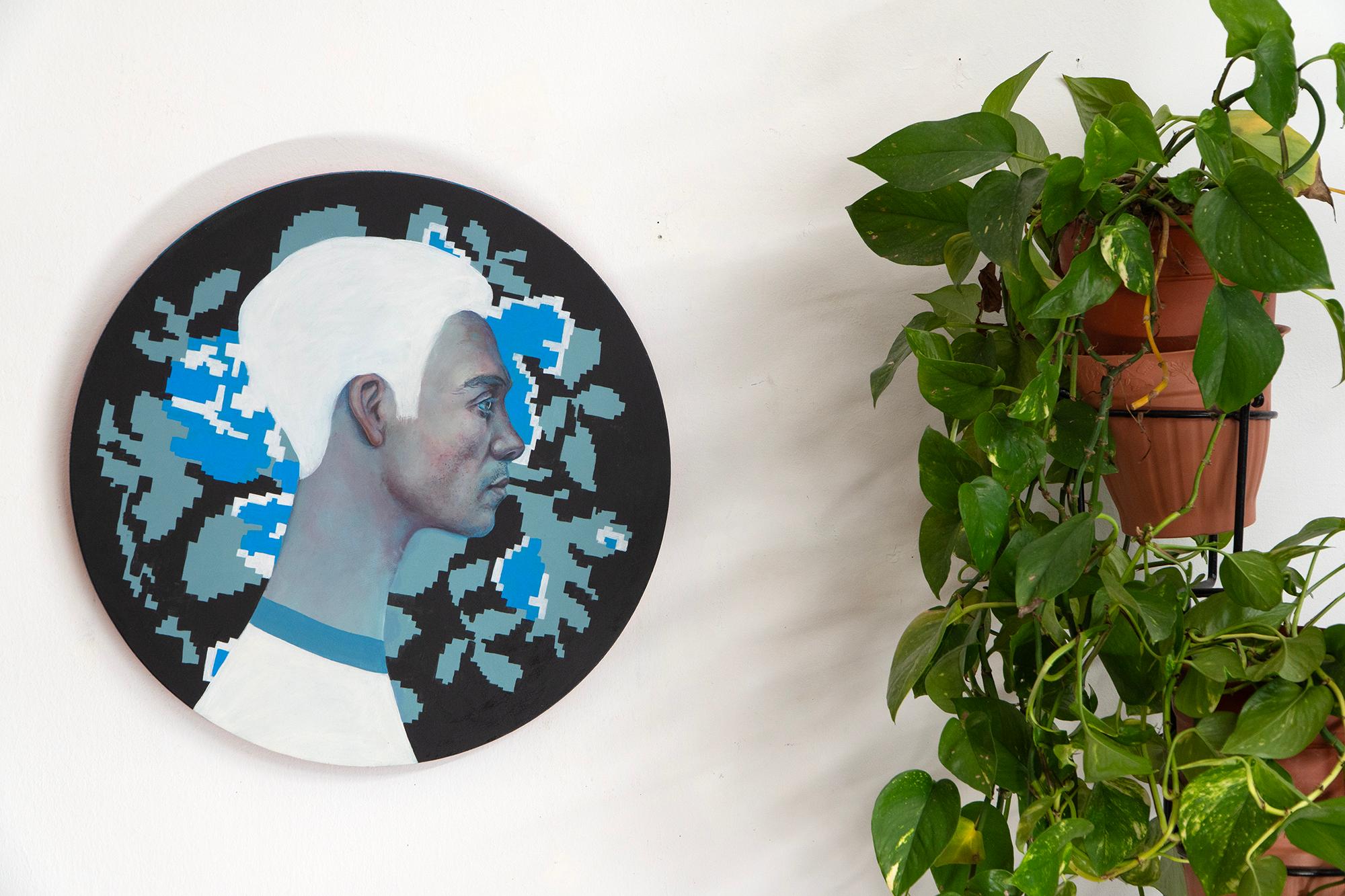 Profilporträt auf verpixeltem Blumenteppich-Hintergrund - Währung wechseln #4 im Angebot 4