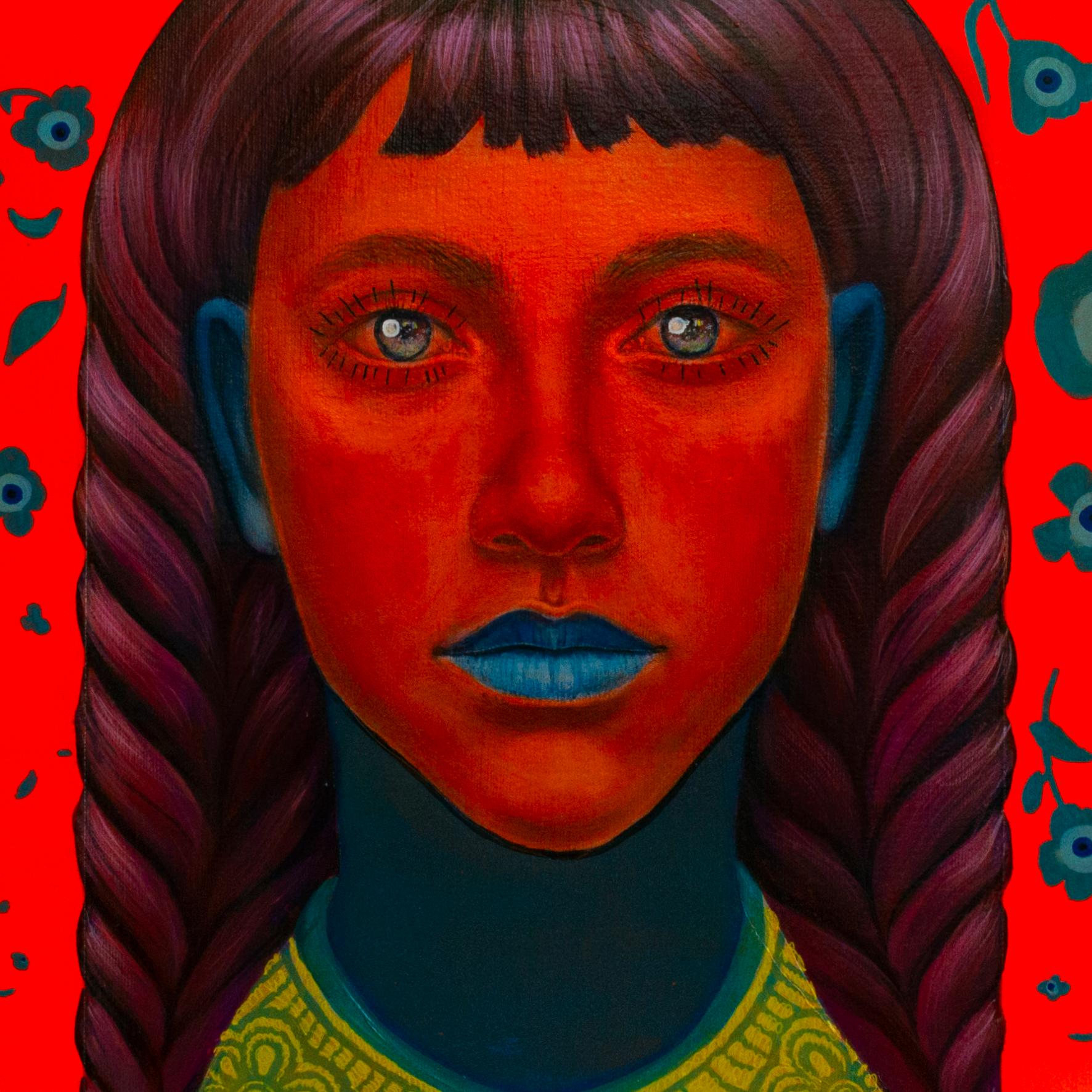 This vibrant and surrealist painting, part of Natasha Lelenco's reflective series 