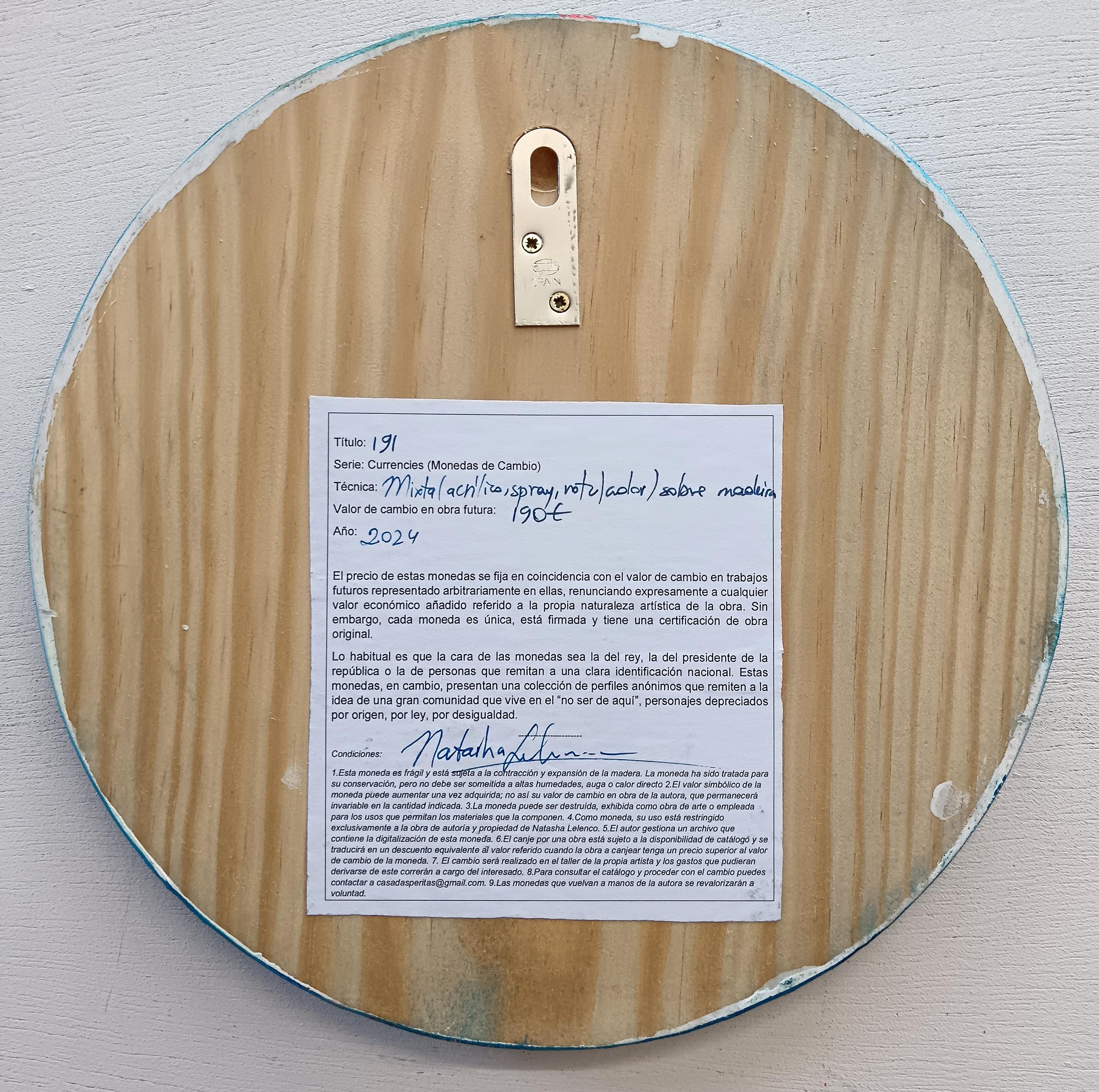 Panel de cuatro monedas en tonos azules - Pintura acrílica y técnica mixta sobre madera en venta 3