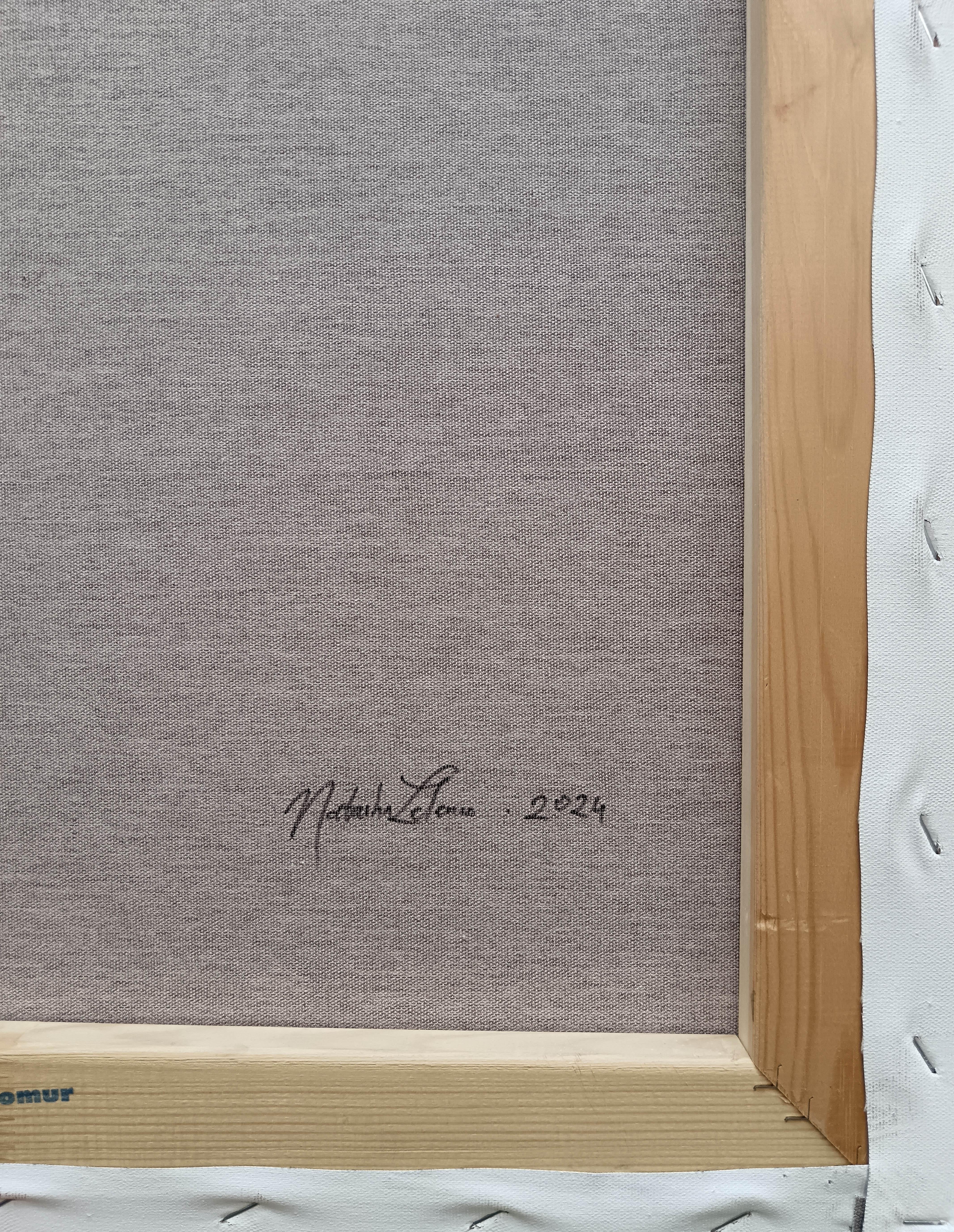 Surreale figurative sieben Porträts Panel in lebendigen Farben mit floralen Emojis im Angebot 10