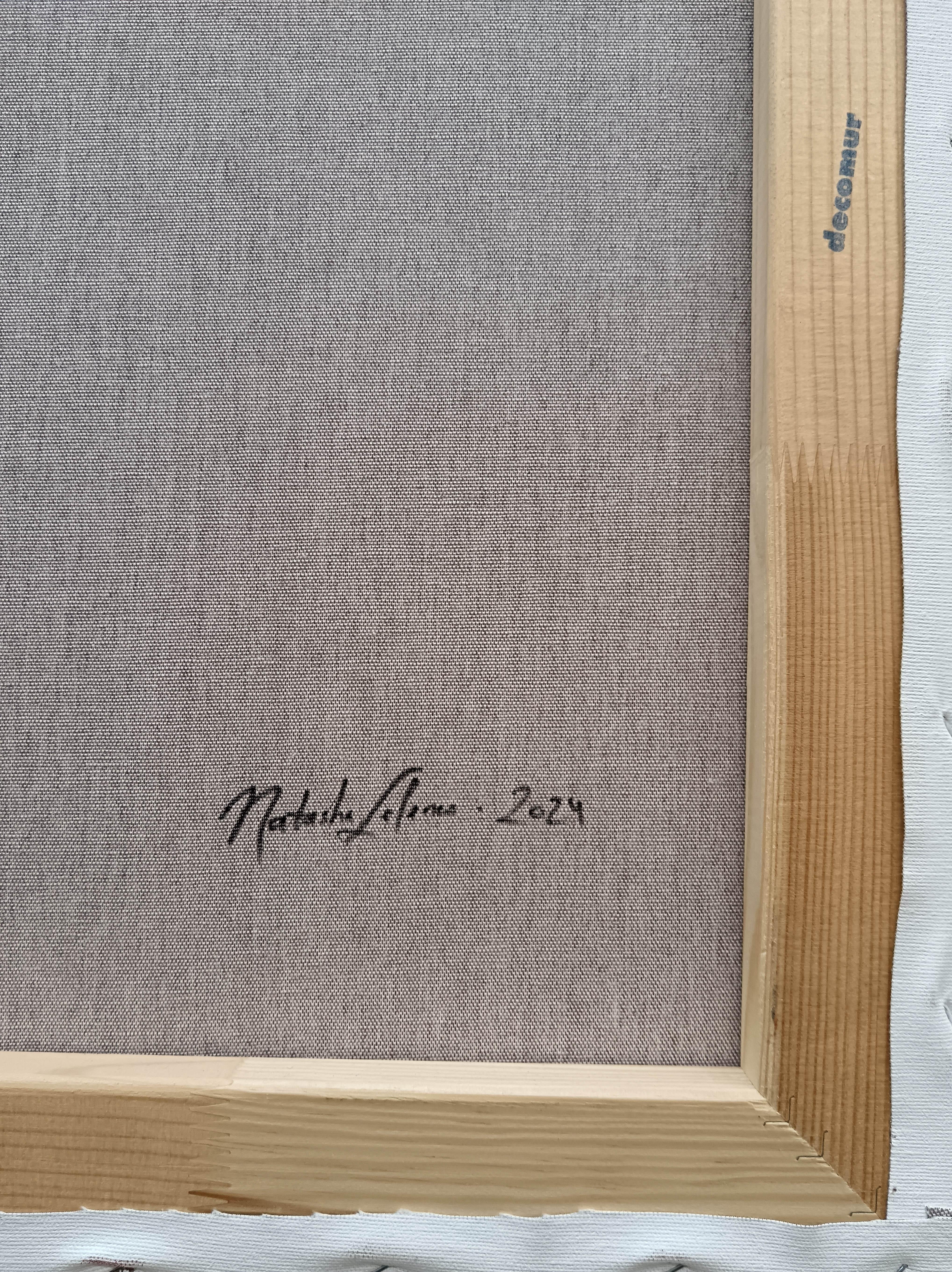 Surreale figurative sieben Porträts Panel in lebendigen Farben mit floralen Emojis im Angebot 12