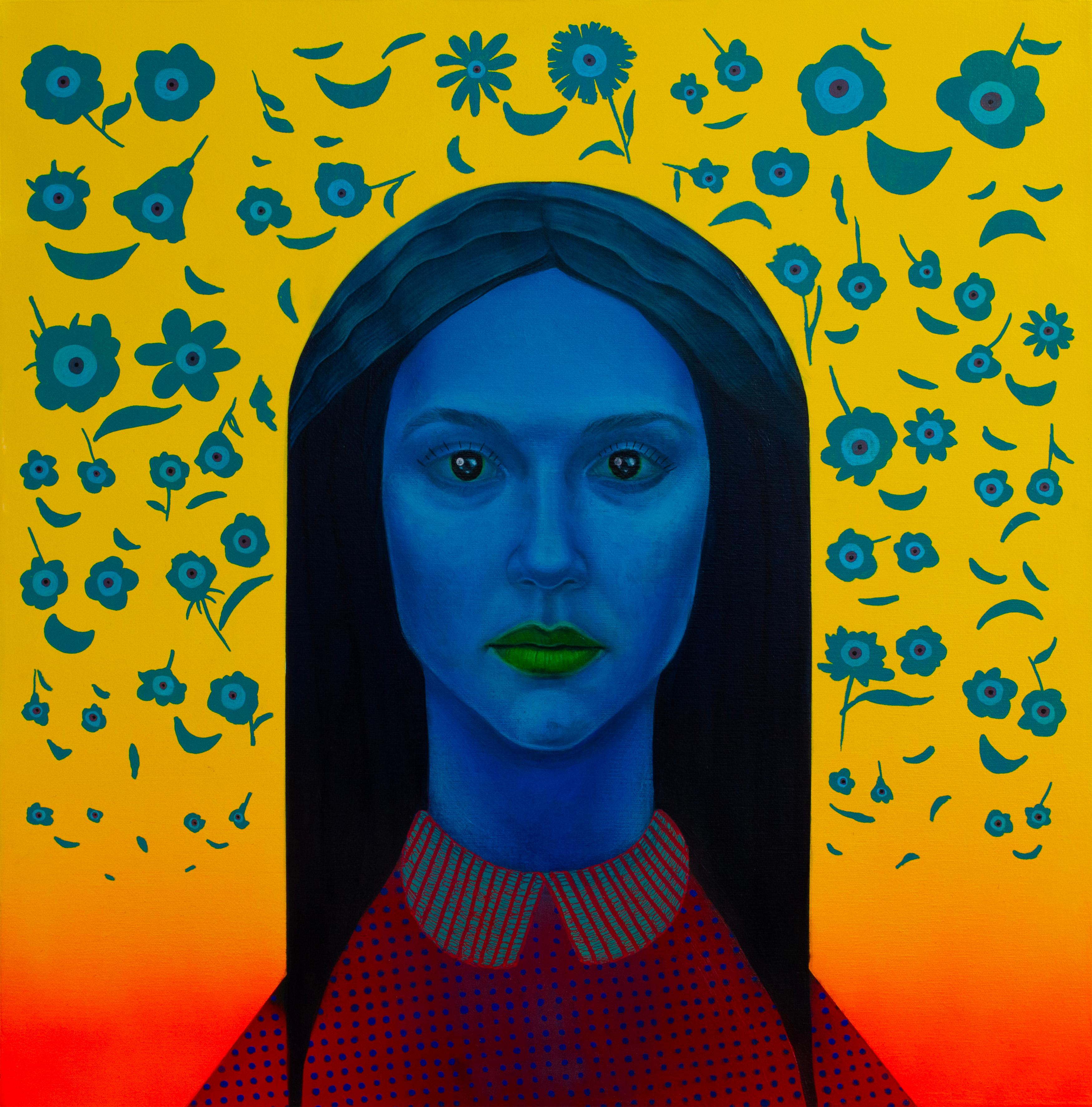 Natasha Lelenco - Vibrant Surrealist Portrait on Canvas - Floral ...
