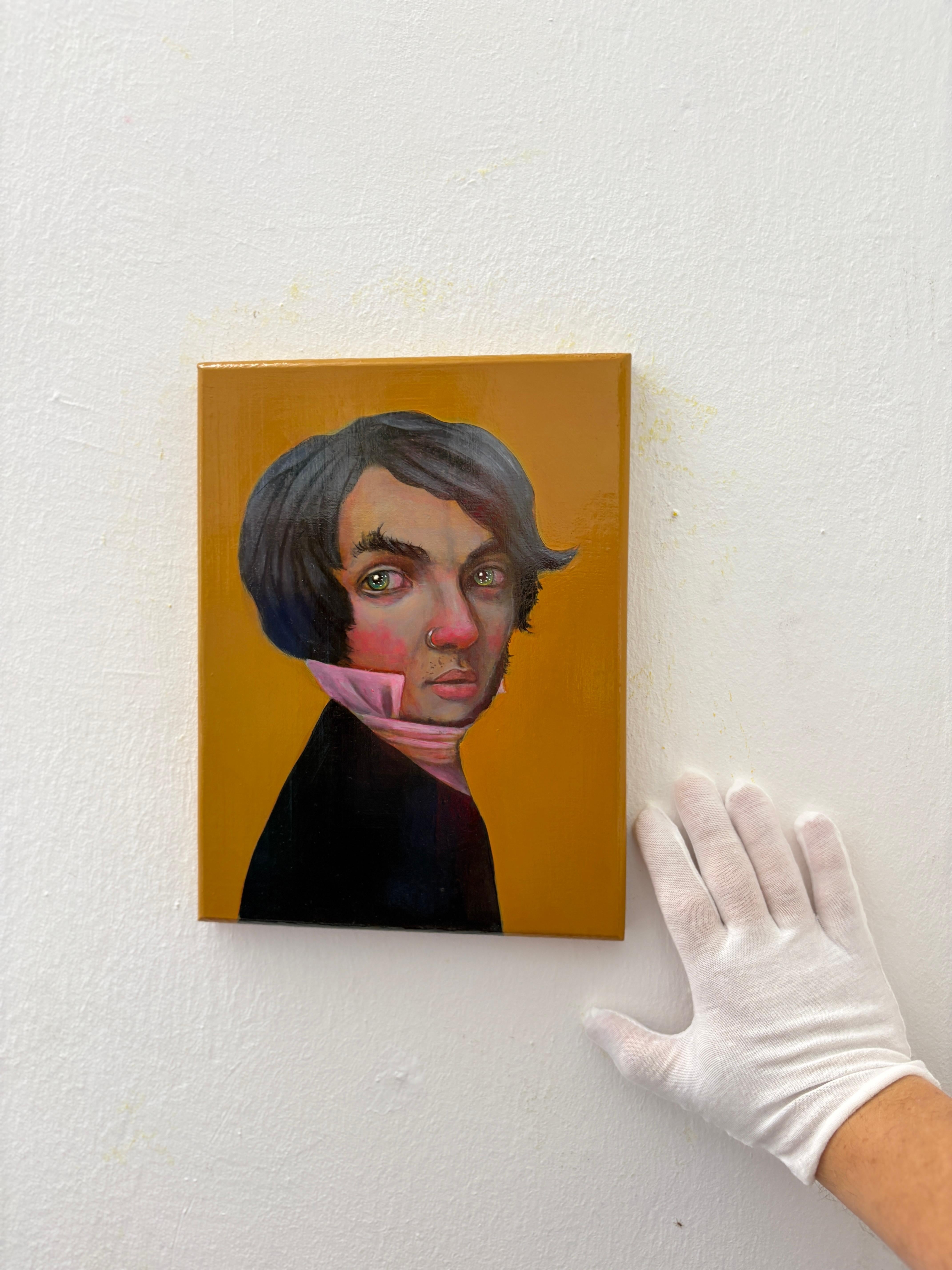 Champollion. Limited Edition #15/20 Contemporary Pop Surrealist Portrait on Wood - Conceptual Mixed Media Art by Natasha Lelenco