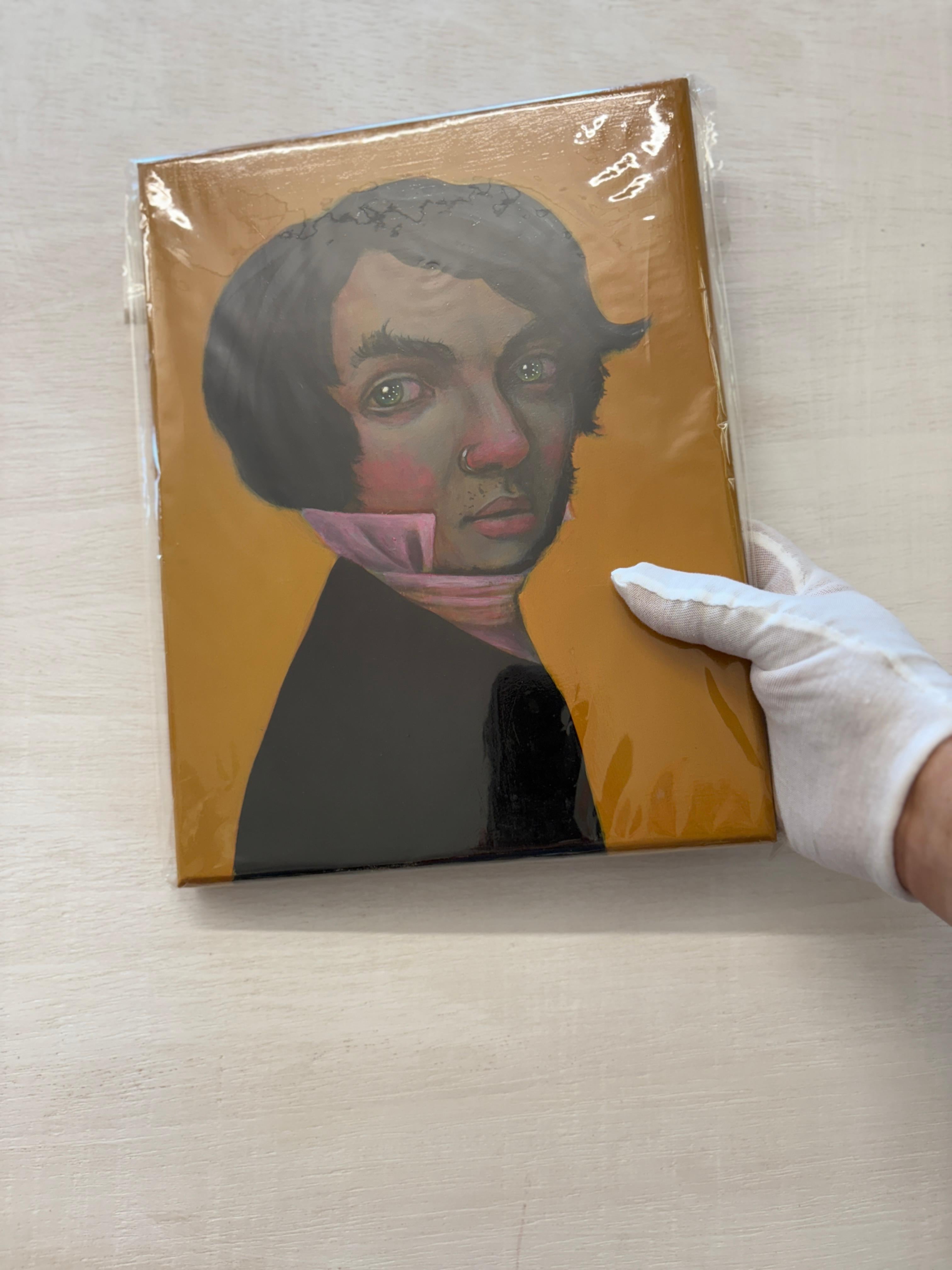 Champollion. Limited Edition #15/20 Contemporary Pop Surrealist Portrait on Wood For Sale 4