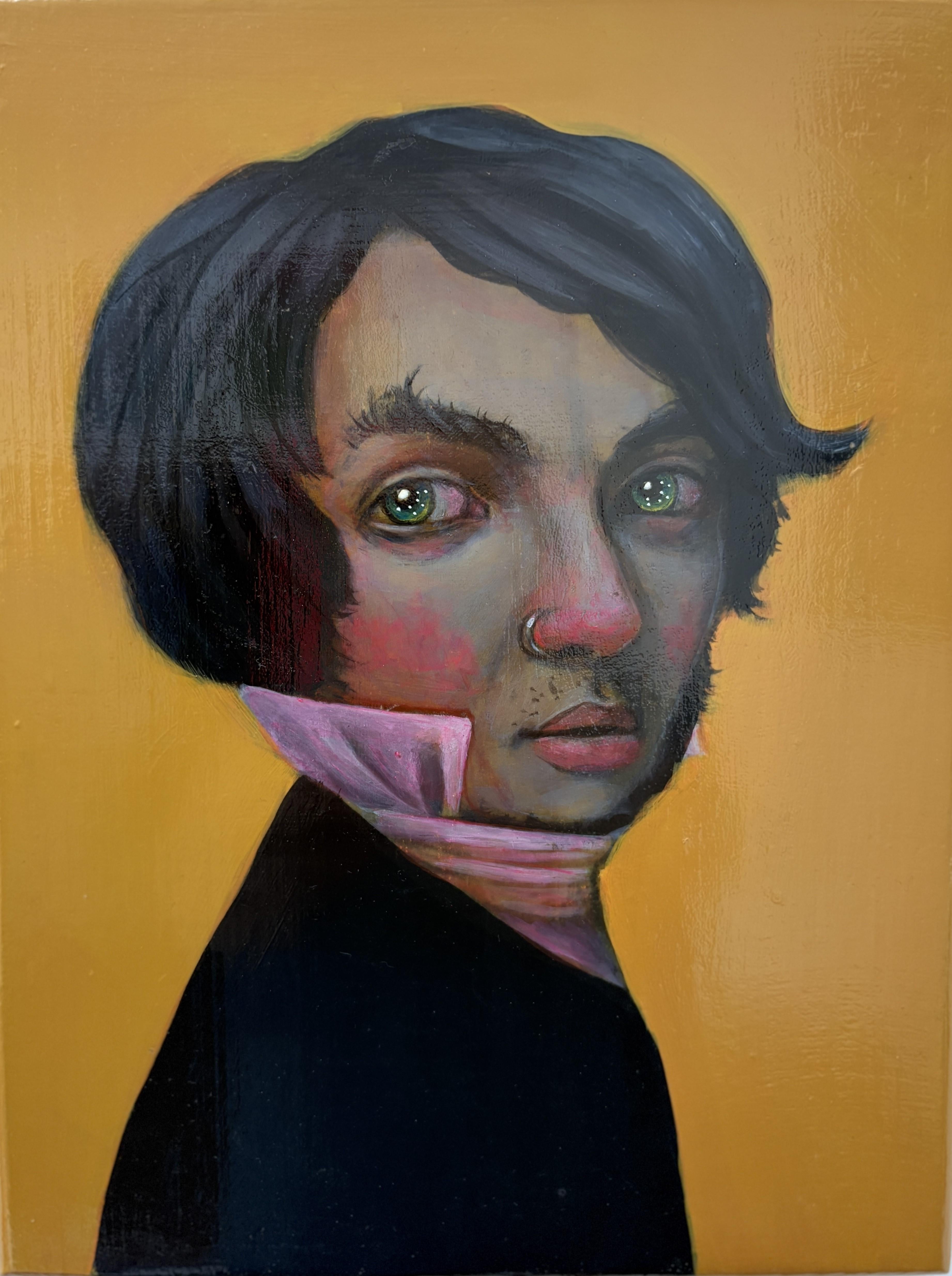Champollion. Édition limitée #15/20 Portrait contemporain pop surréaliste sur Wood