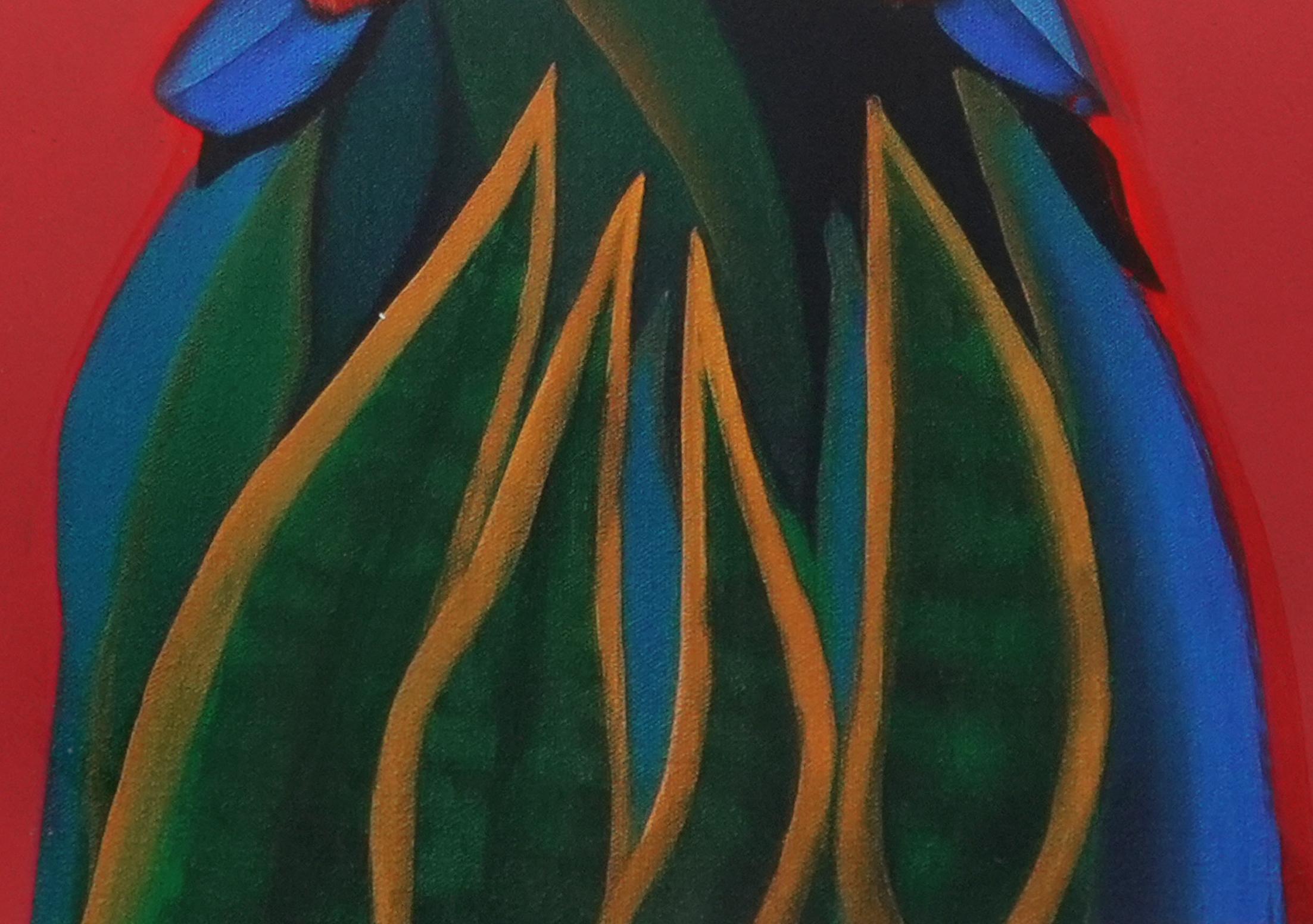 Ritratto botanico contemporaneo. Stampa originale su Dibond  24/25. Fortunatamente vivo - Portrait Print Rosso di Natasha Lelenco