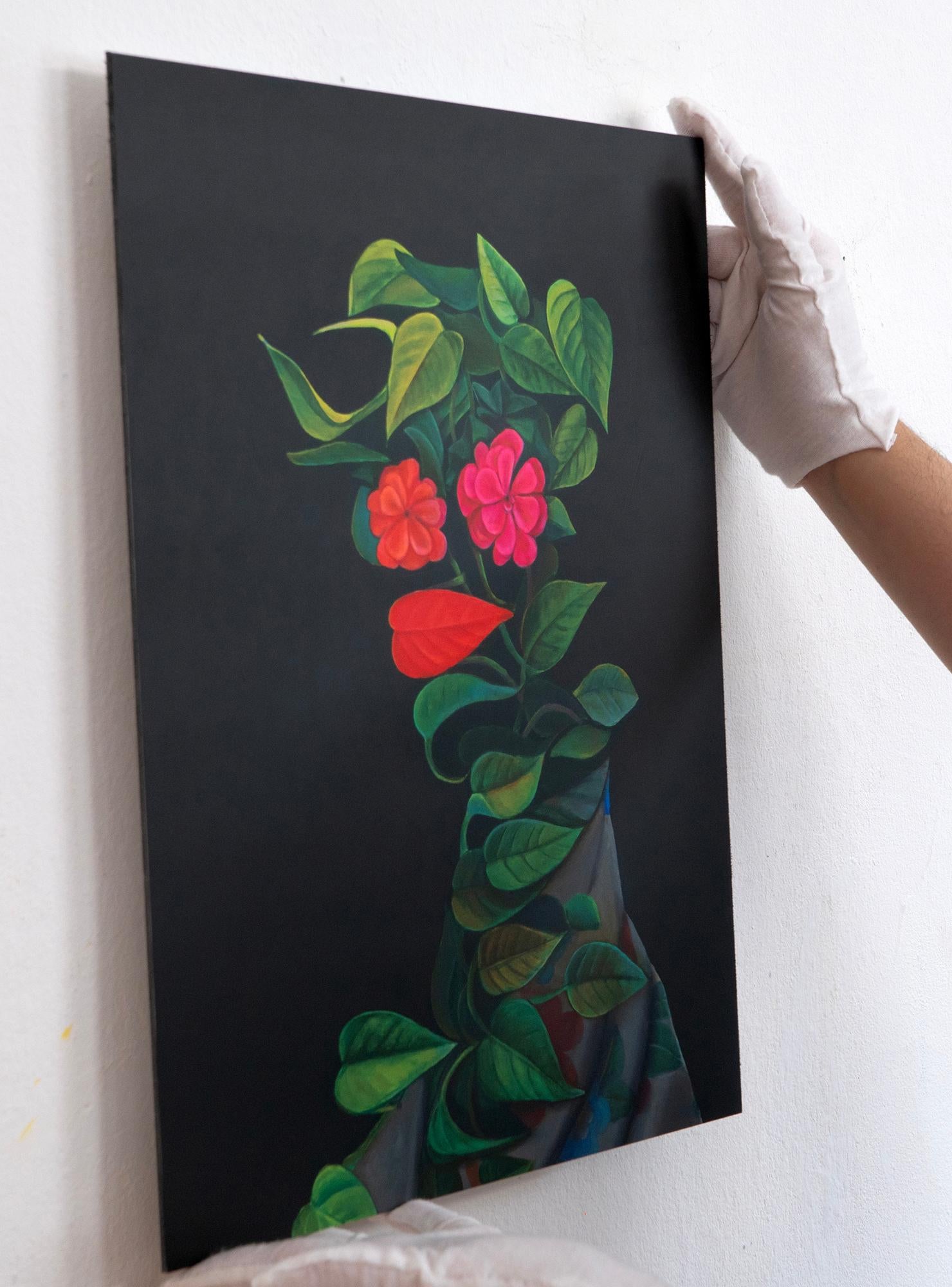 Composition florale avec des fleurs rouges et roses Biophilia. Édition limitée 25/25 en vente 5