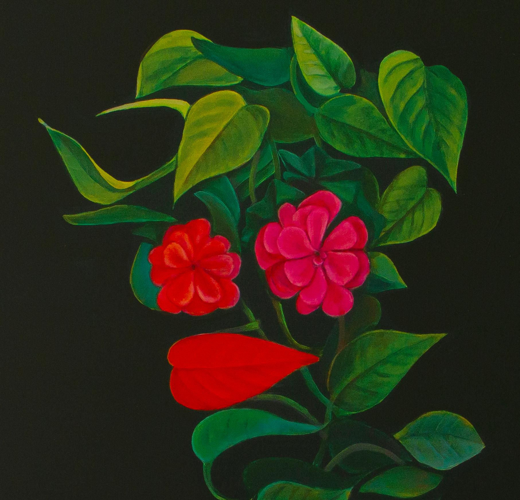 Composition florale avec des fleurs rouges et roses Biophilia. Édition limitée 25/25 - Contemporain Print par Natasha Lelenco