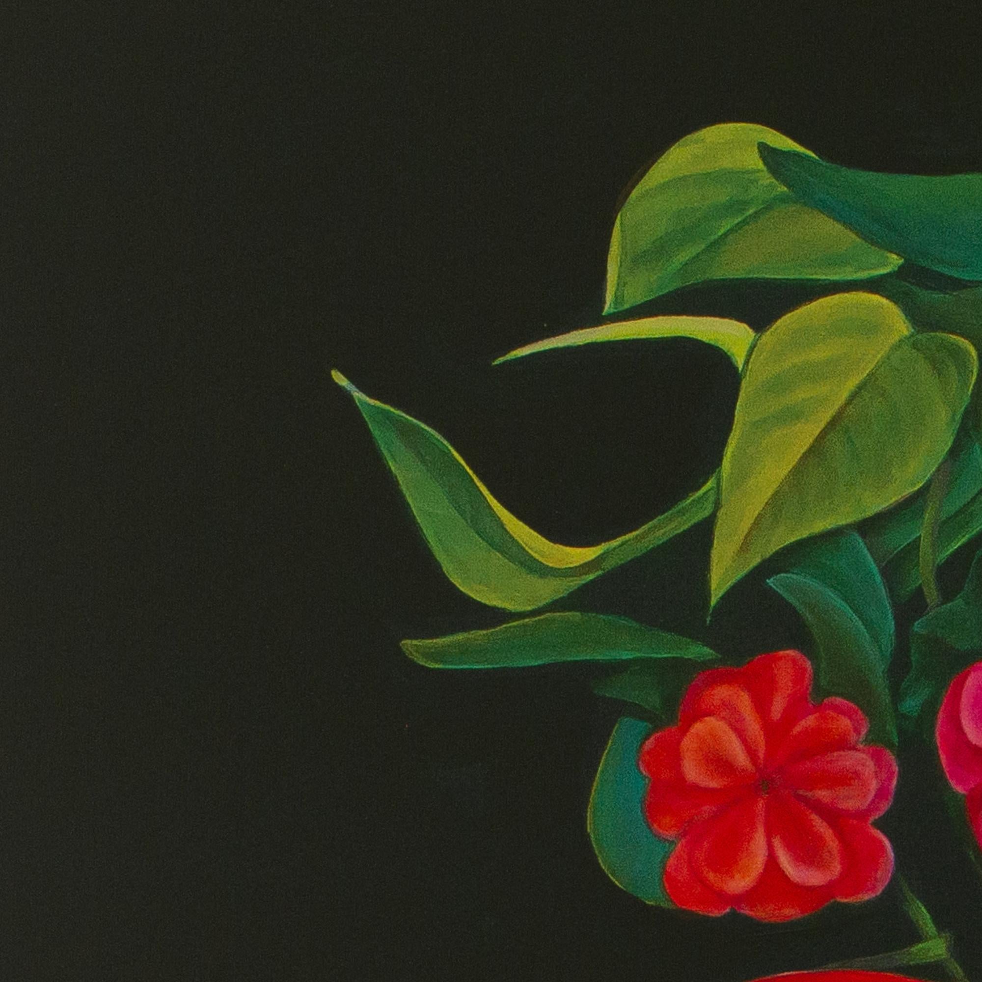 Composition florale avec des fleurs rouges et roses Biophilia. Édition limitée 25/25 en vente 2