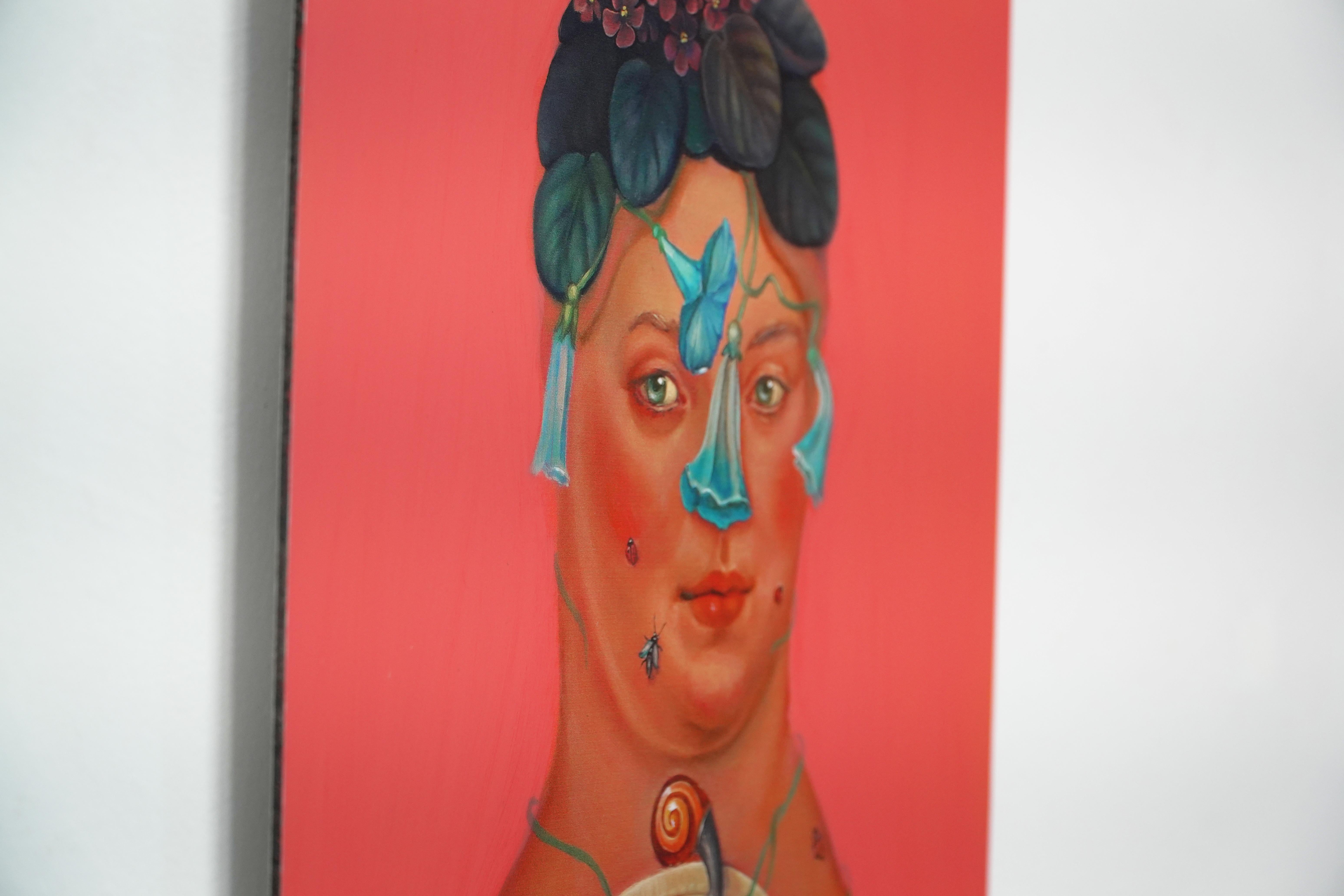 Floral Crown and Snail: Surreal Portrait with Whimsical Details. Lim. Ed. 25/25 For Sale 2