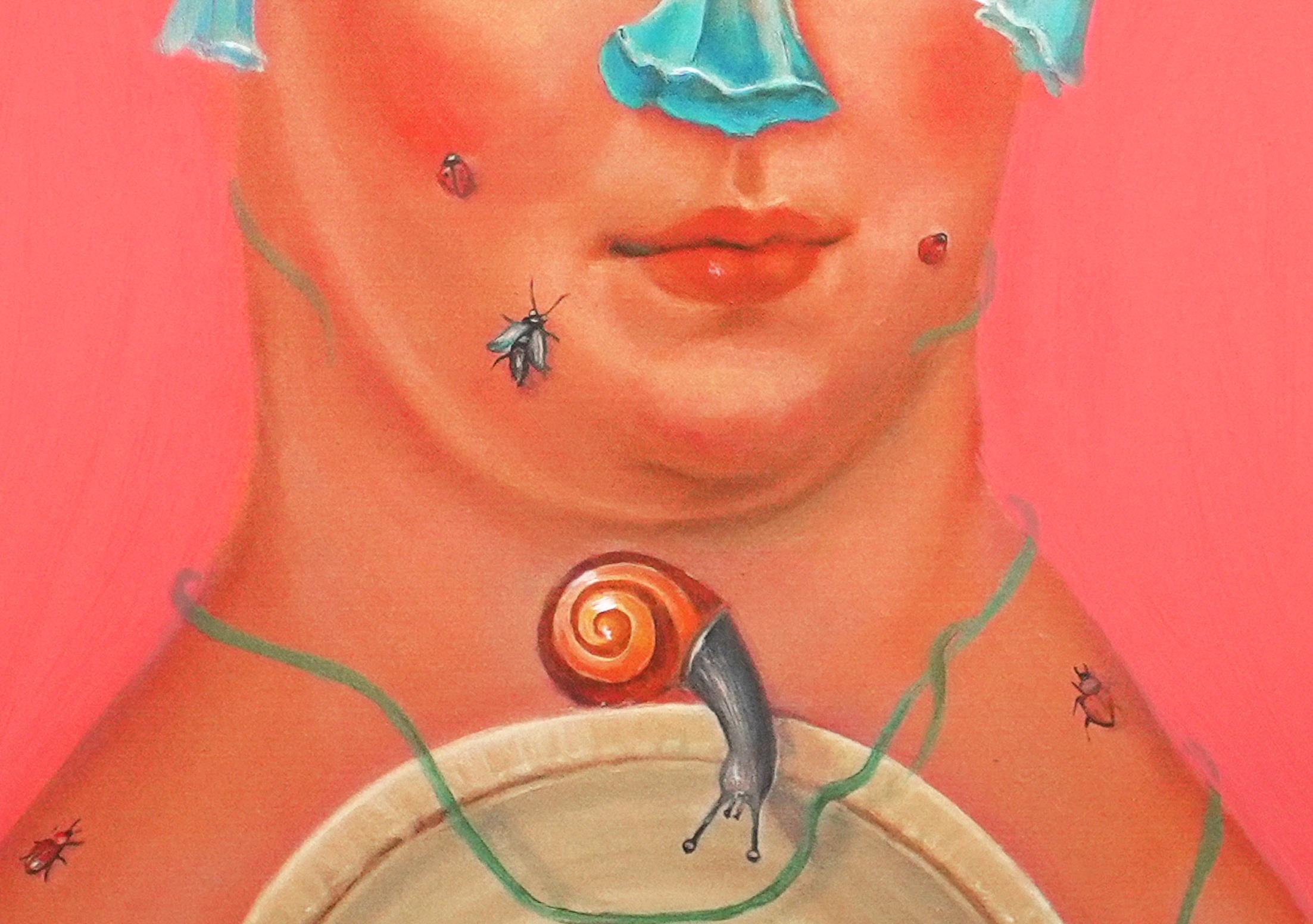 Floral Crown and Snail: Surreal Portrait with Whimsical Details. Lim. Ed. 25/25 For Sale 3