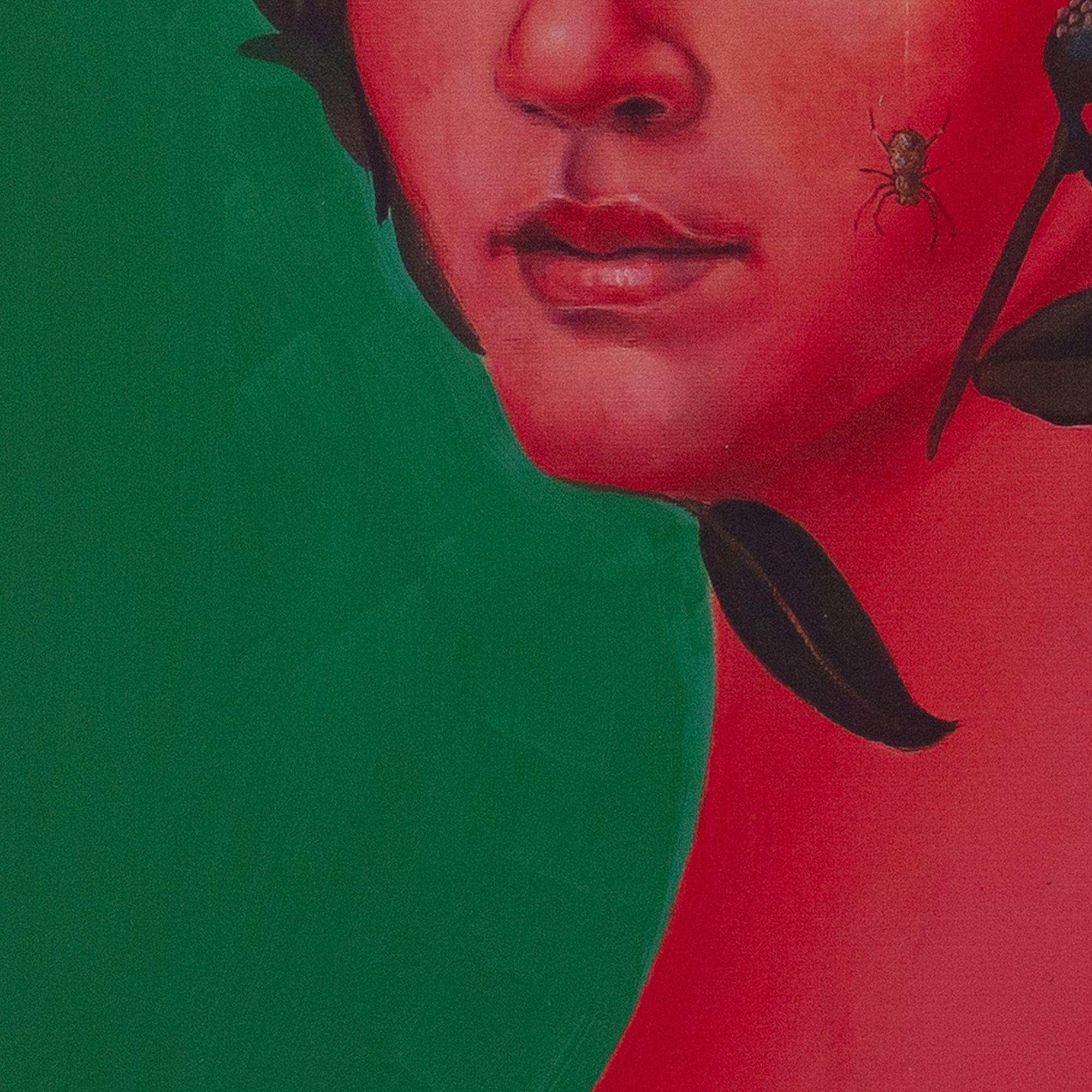 Surrealer floraler Portraitdruck mit Kamelie auf Grün - Limitierte Auflage (Zeitgenössisch), Print, von Natasha Lelenco
