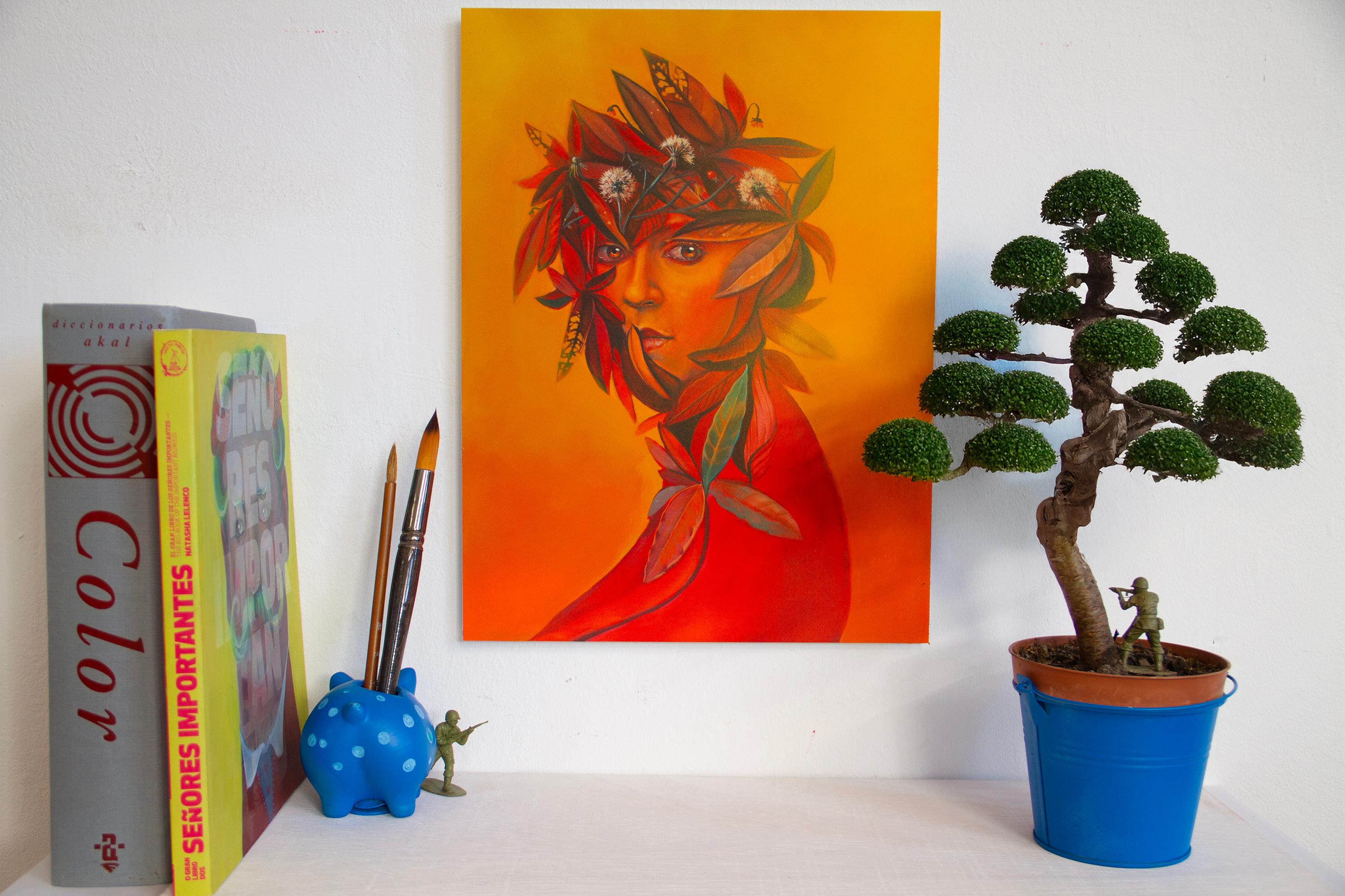 Ritratto botanico autunnale - 2022, Stampa UV su Dibond, Figurativo contemporaneo - Print di Natasha Lelenco