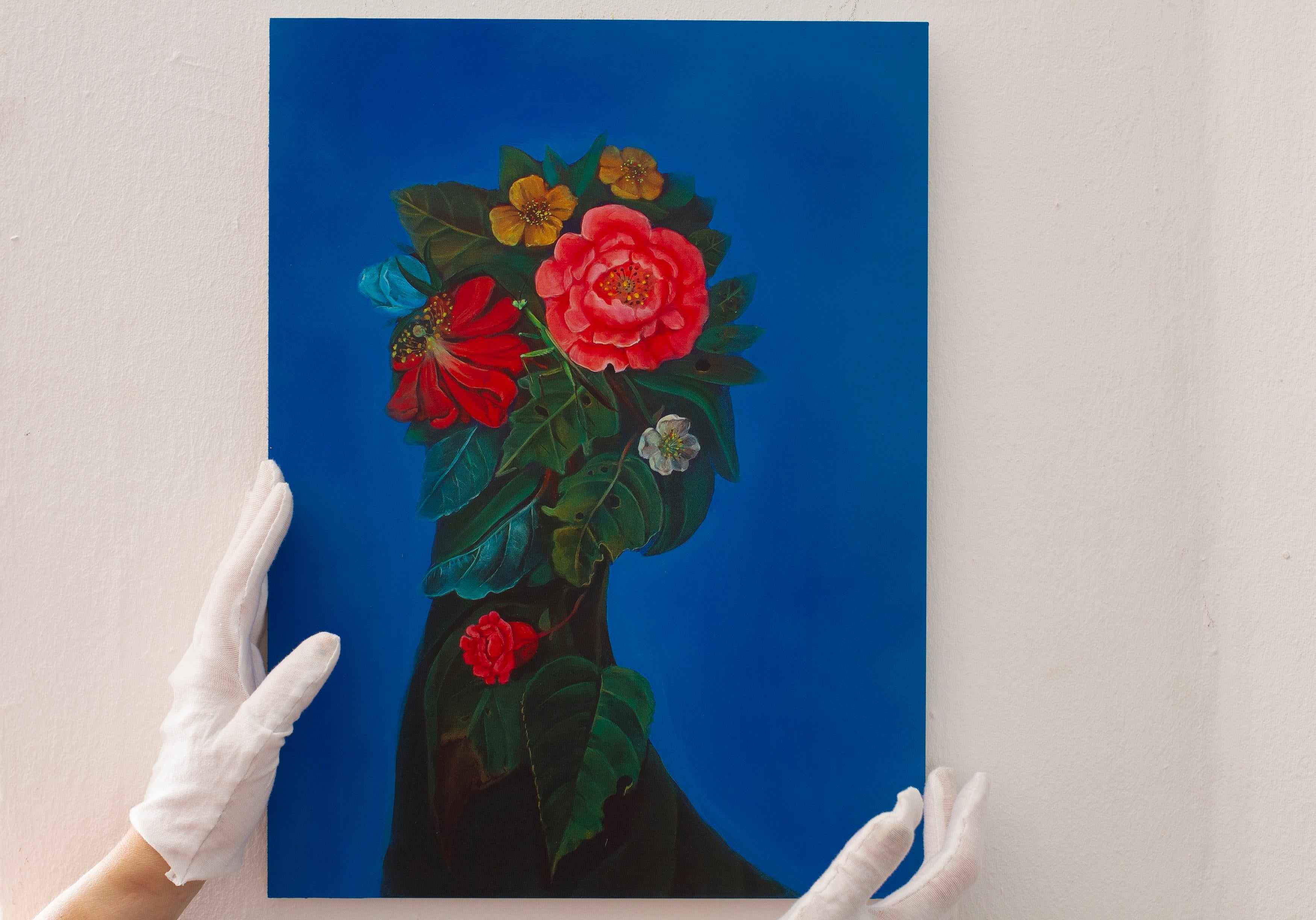 Ritratto botanico di Camelia - 2024, Stampa UV su Dibond, Figurativo contemporaneo - Print Contemporaneo di Natasha Lelenco