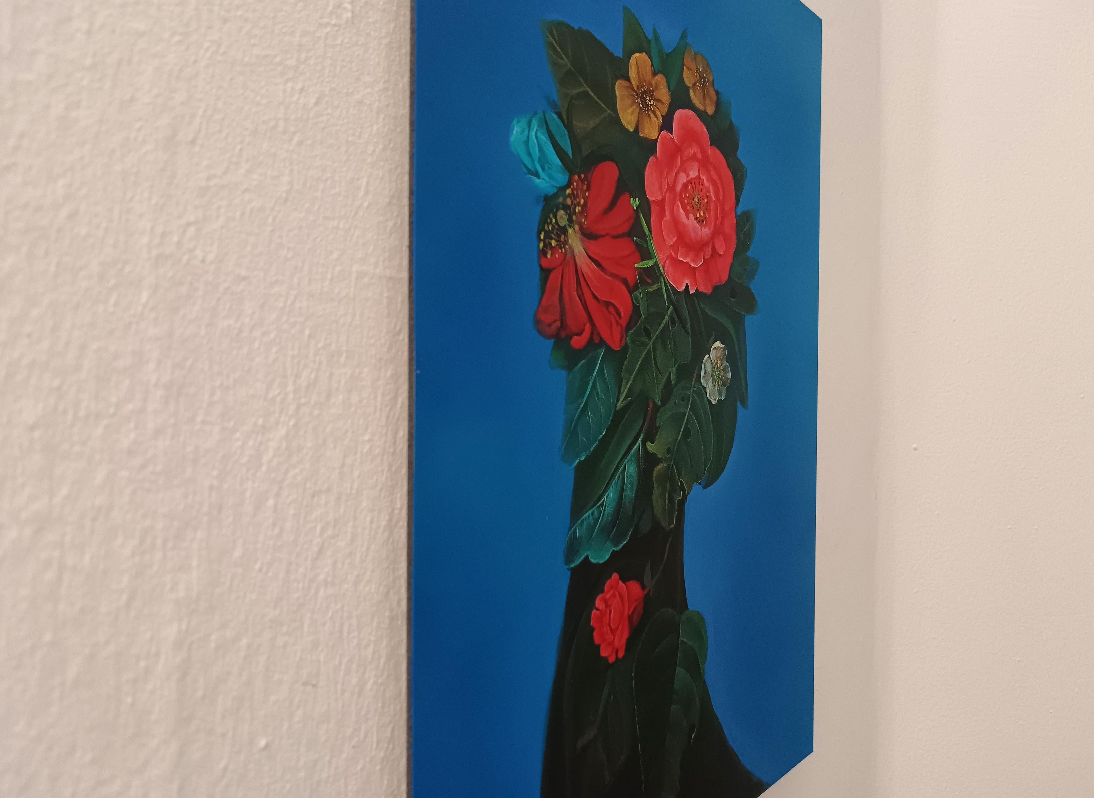 Ritratto botanico di Camelia - 2024, Stampa UV su Dibond, Figurativo contemporaneo - Print di Natasha Lelenco