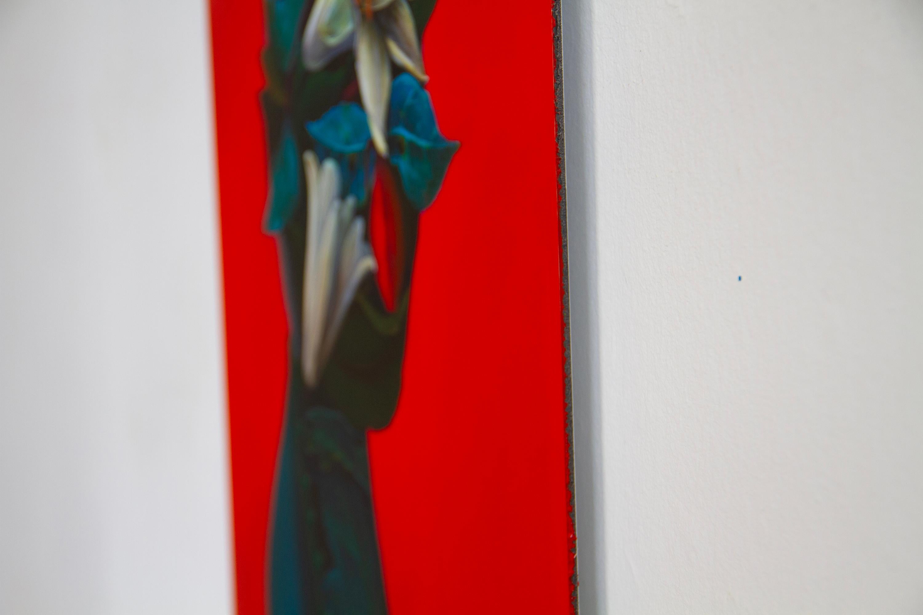 Floral Silhouette with White Lilies on Red Background. Limited Edition 25/25 For Sale 6