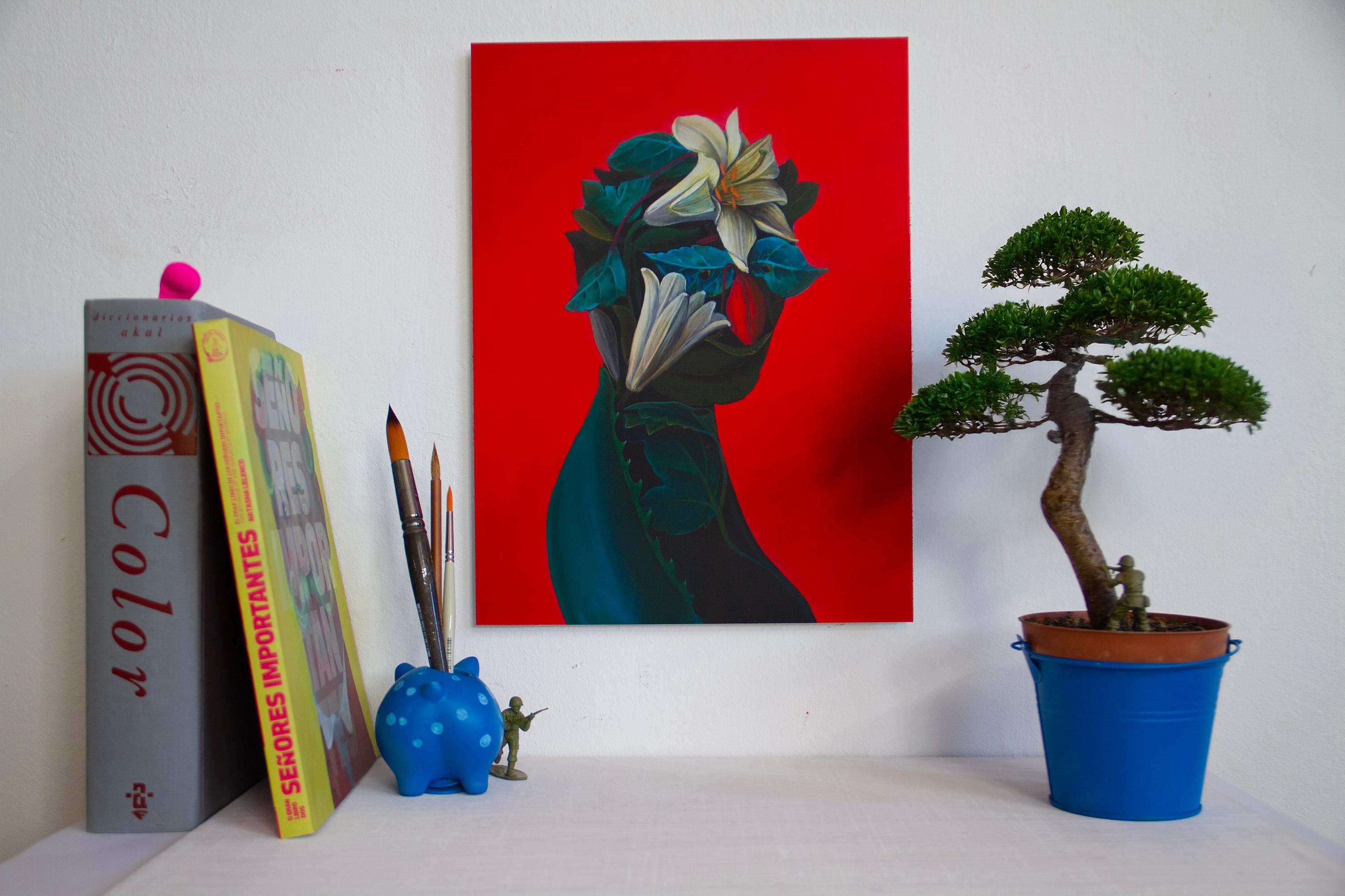 Floral Silhouette with White Lilies on Red Background. Limited Edition 25/25 For Sale 5