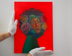 Surreal Fluorescent Botanical Portrait with Fly Contemporary Wall Artwork