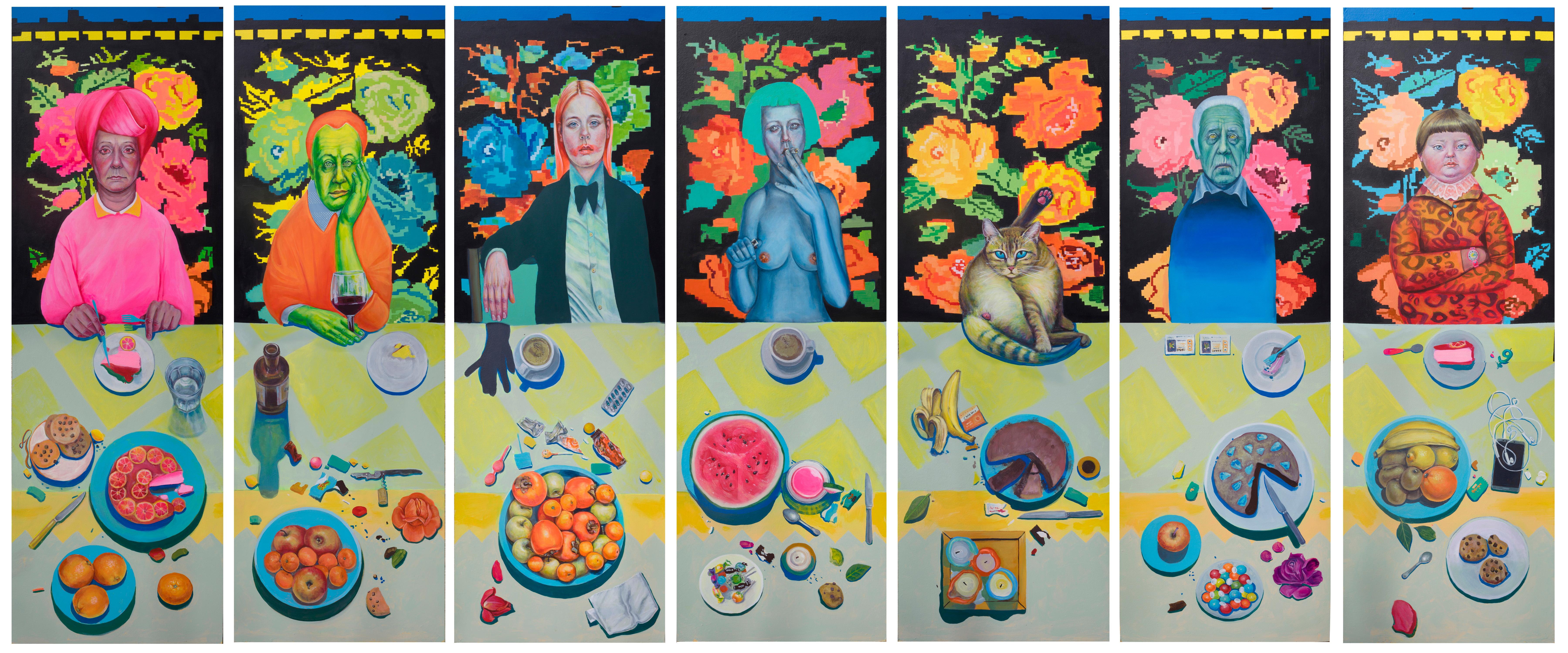 Seven Long and Narrow Portraits . "The Dinners". 10/25 Limited Edition on Dibond