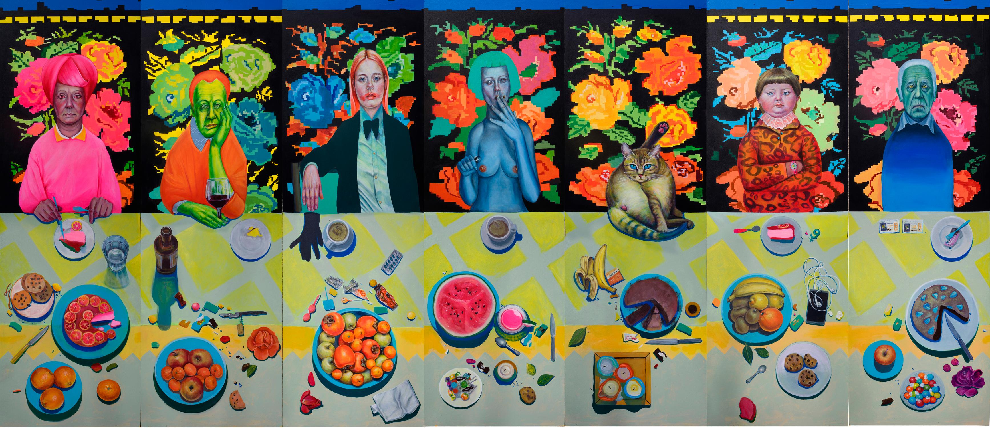 Large Triptych. Sister, Girlfriend, Cat And Still Life. Ltd. Ed. 7/25 On Dibond For Sale 8