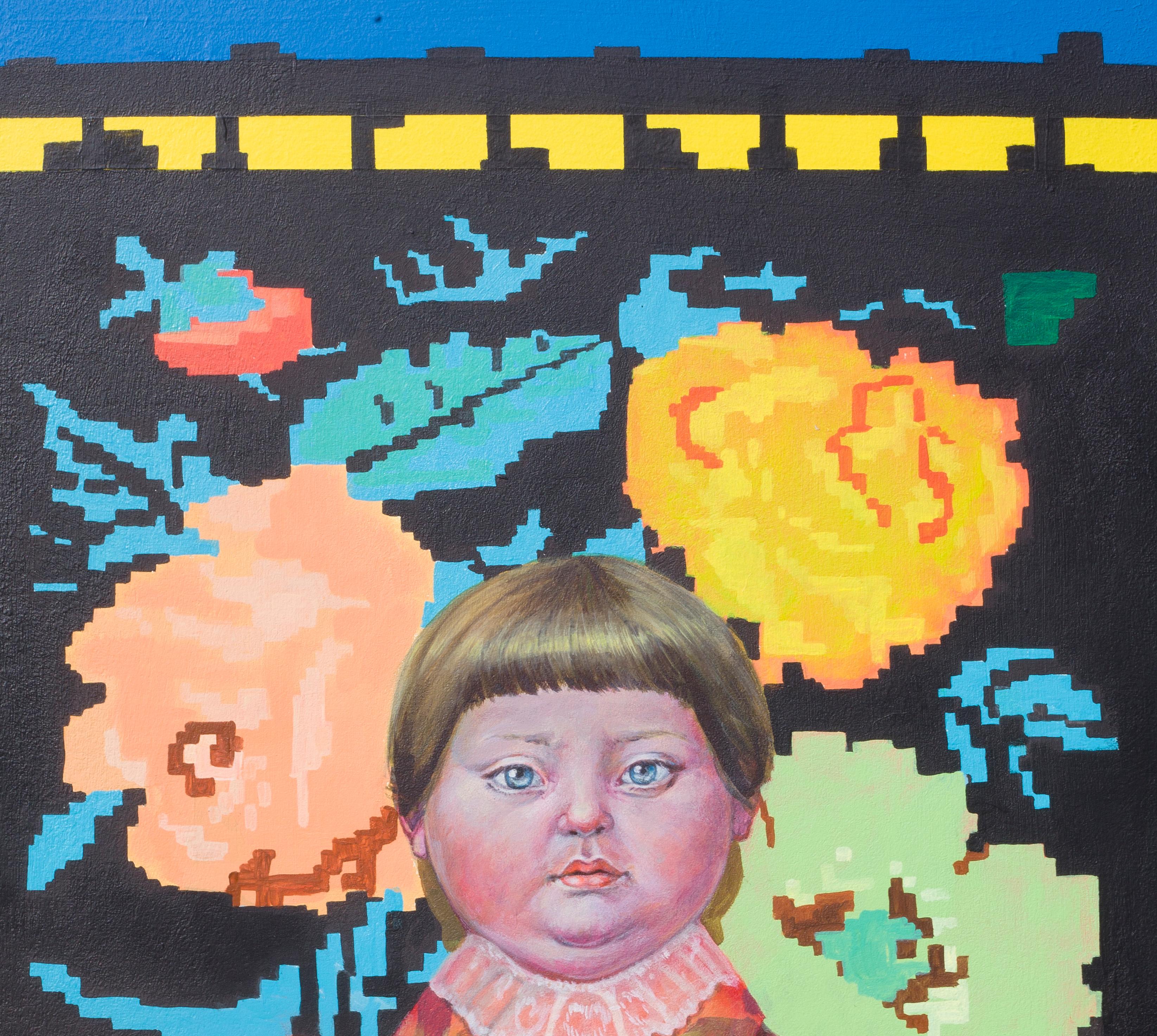 Niña con los brazos cruzados sobre fondo floral. Edición limitada 5/25 en venta 1
