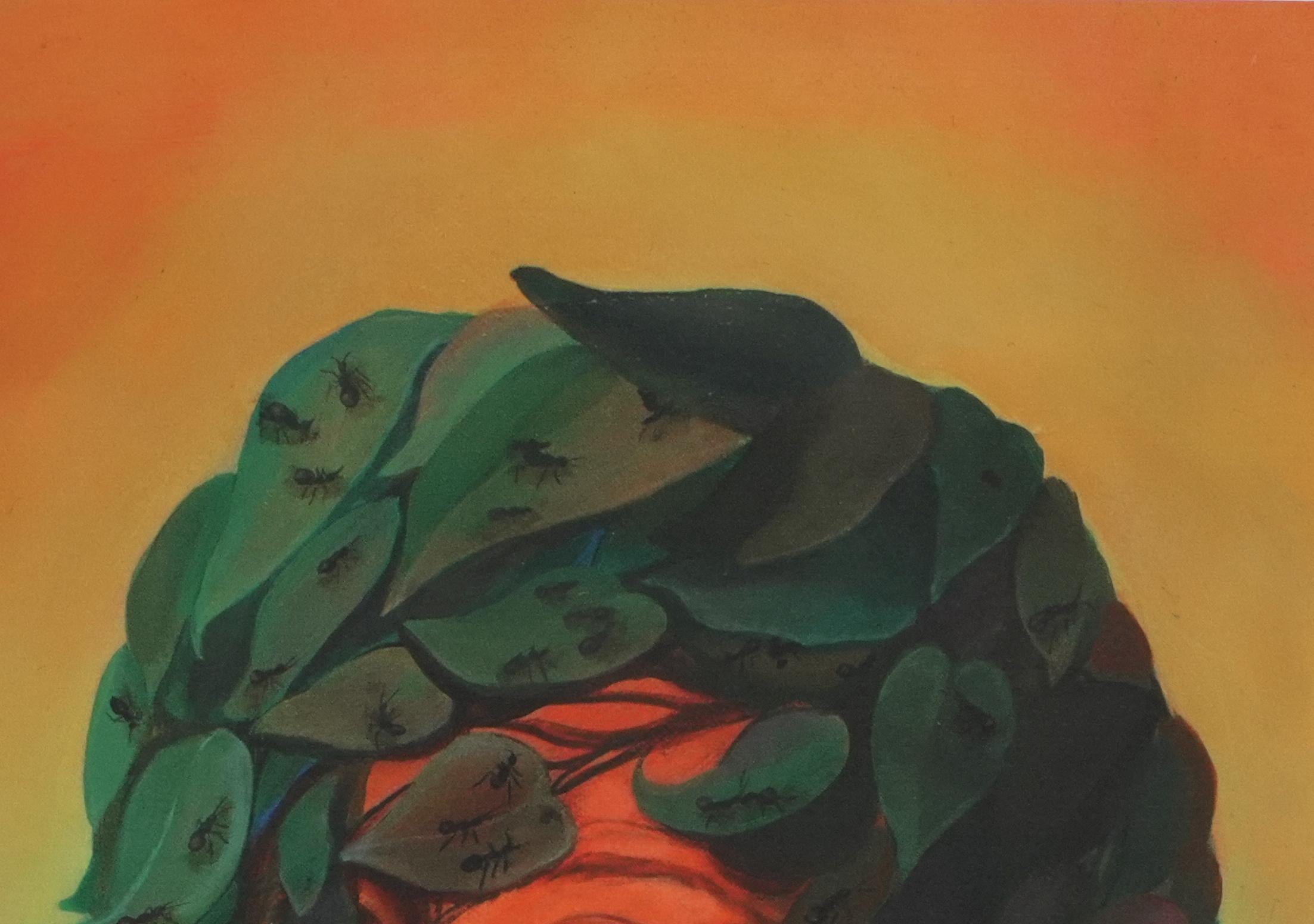 Retrato Inspirado en la Naturaleza con Velo de Hoja y Detalles de Hormiga. Edición limitada 24/25 - Print Surrealista de Natasha Lelenco