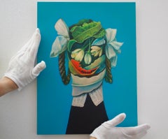 Blue Botanical Figurative Portrait Limited Edition UV Print on Dibond