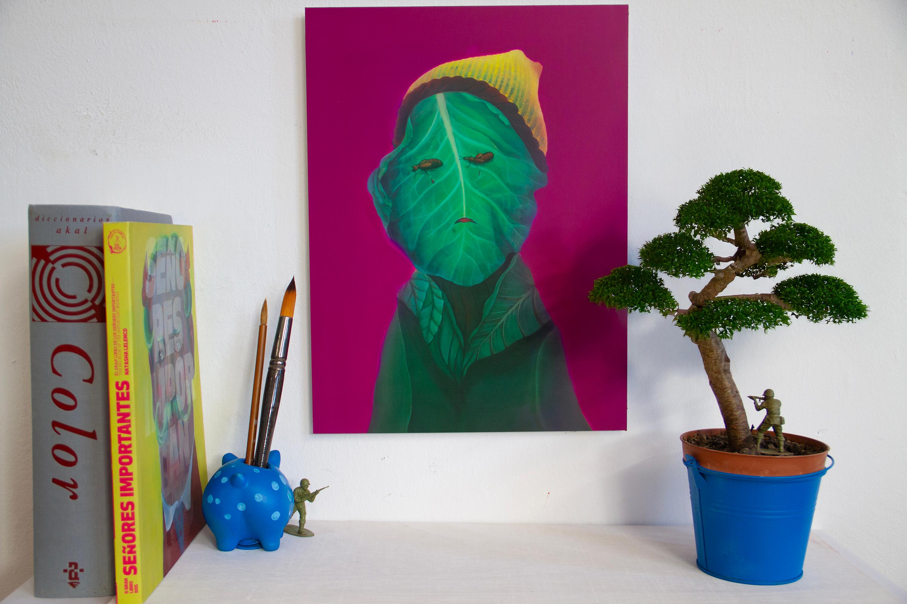 Retrato Botánico Surrealista Impreso en Dibond Púrpura - Edición Limitada en venta 6