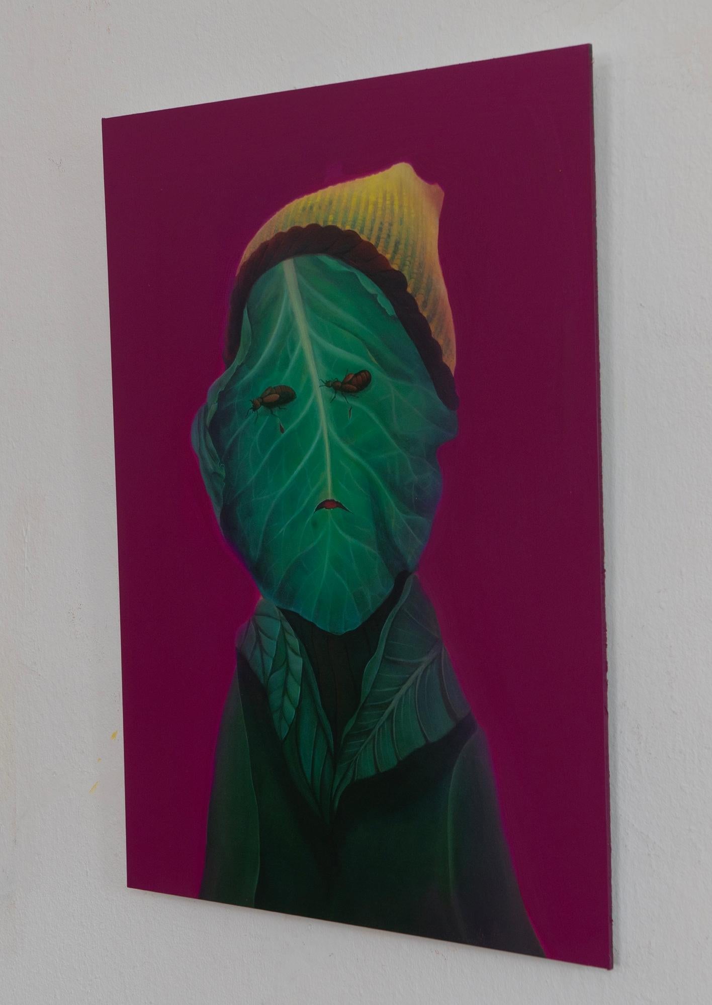 Retrato Botánico Surrealista Impreso en Dibond Púrpura - Edición Limitada en venta 7