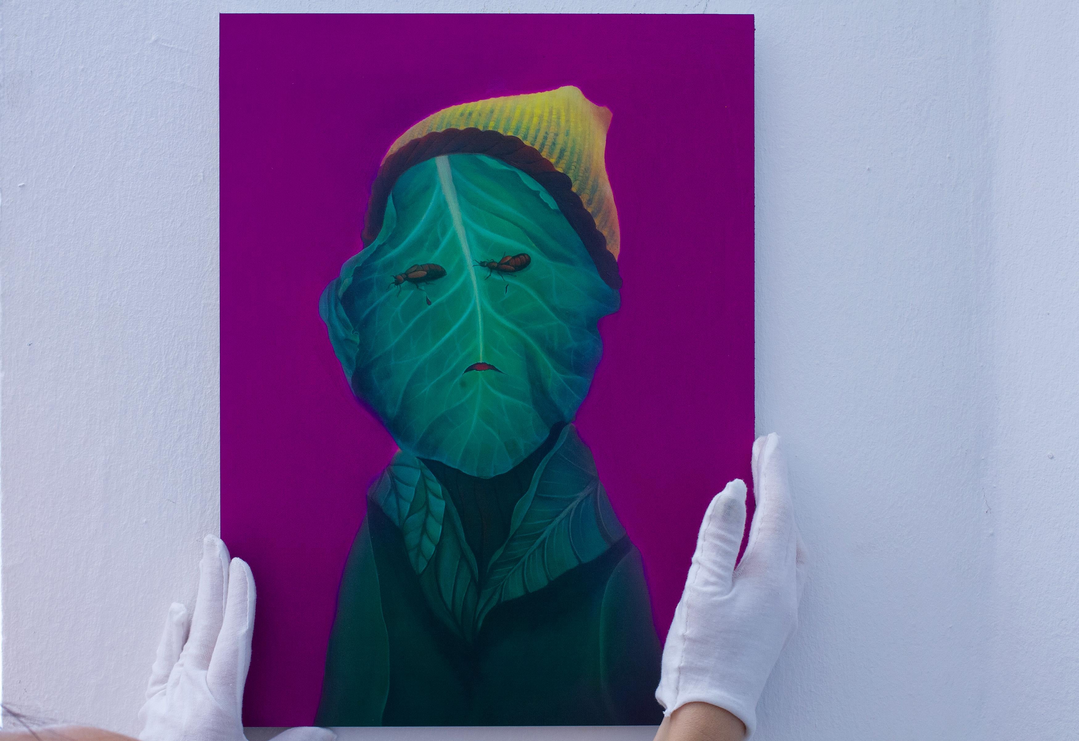 Retrato Botánico Surrealista Impreso en Dibond Púrpura - Edición Limitada en venta 4