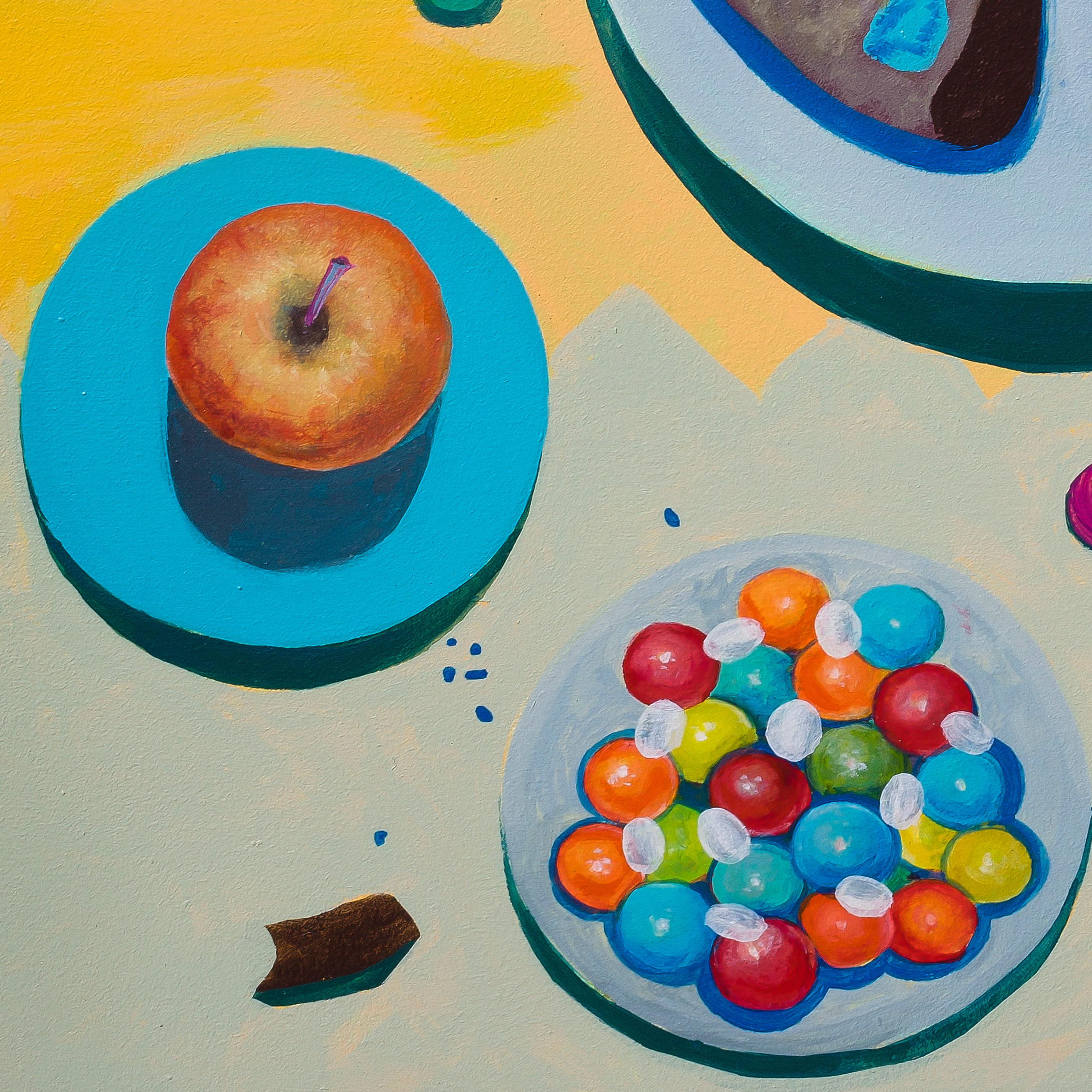 Triptych Edition 4/25. Contemporary Portraits With Moldovan Carpet Floral Motifs For Sale 3