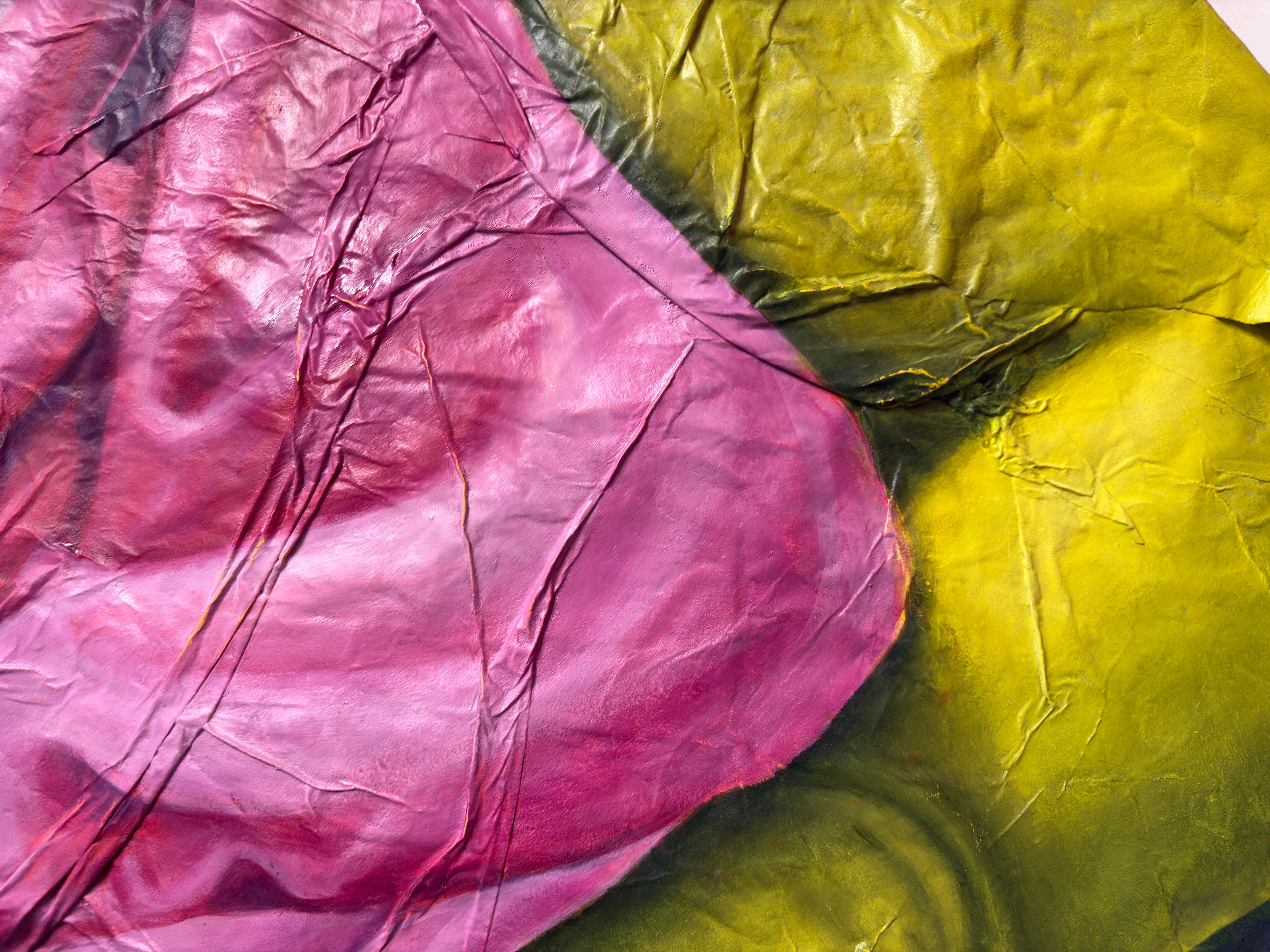 Large Mixed-Media Fragmented Figure With Drapery on Paper Canvas and Wood Panel For Sale 6