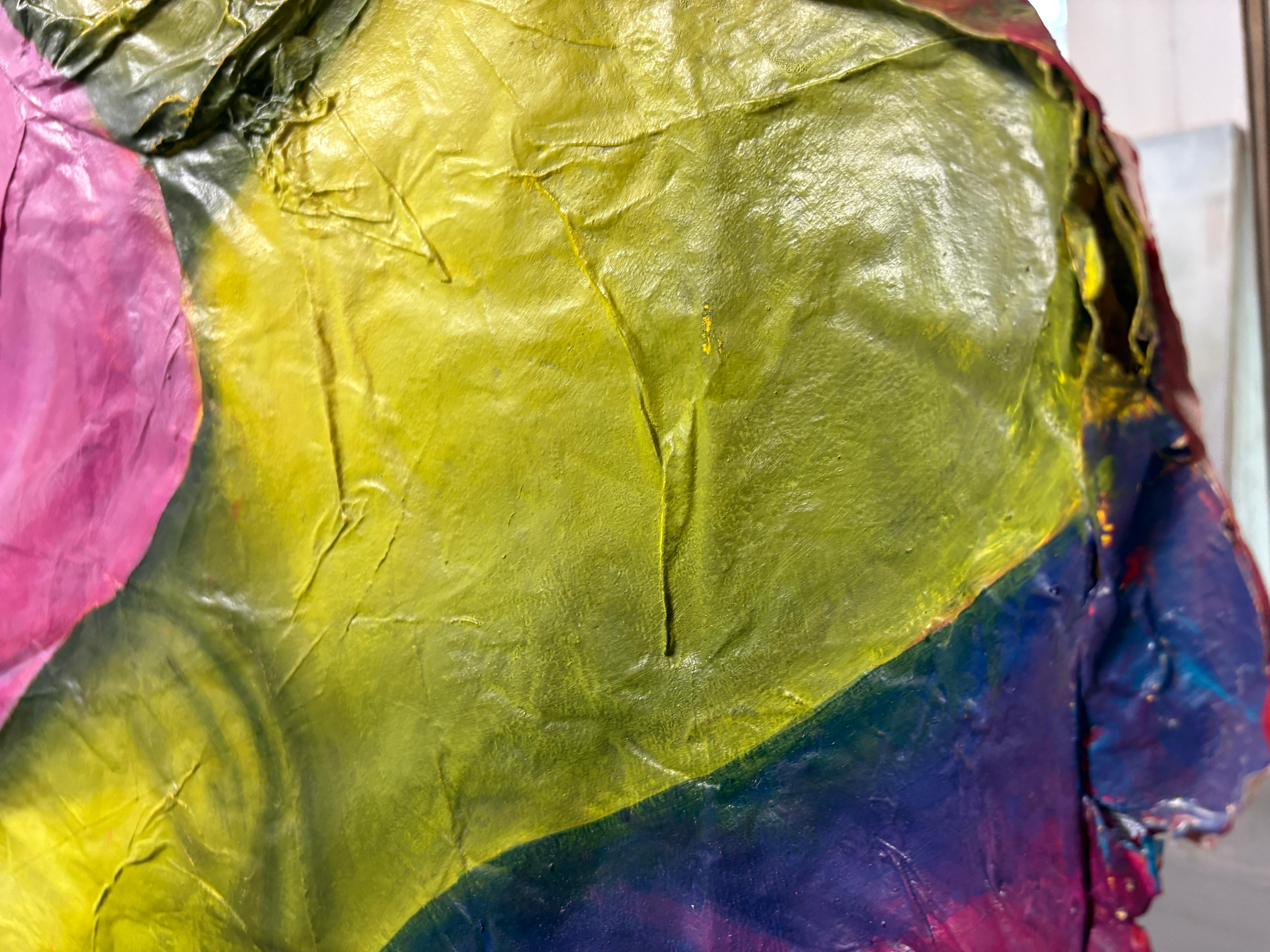 Large Mixed-Media Fragmented Figure With Drapery on Paper Canvas and Wood Panel - Black Abstract Sculpture by Natasha Lelenco