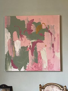 Huge British Contemporary Abstract Painting Soft Pastel Shade Muted Colours