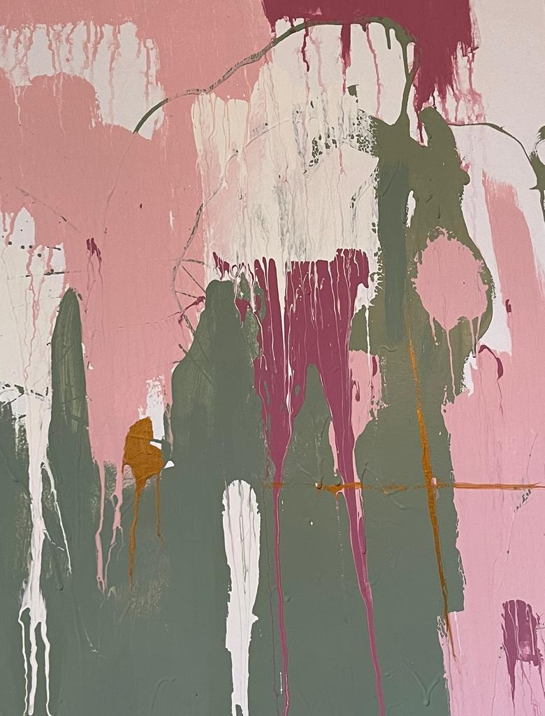 Grande peinture abstraite britannique contemporaine à abat-jour pastel doux et couleurs sourdes - Painting de Natasha Rufus Isaacs