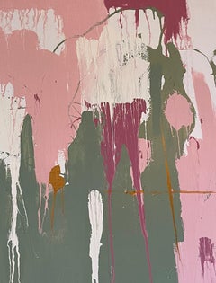 Huge British Contemporary Abstract Painting Soft Pastel Shade Muted Colours