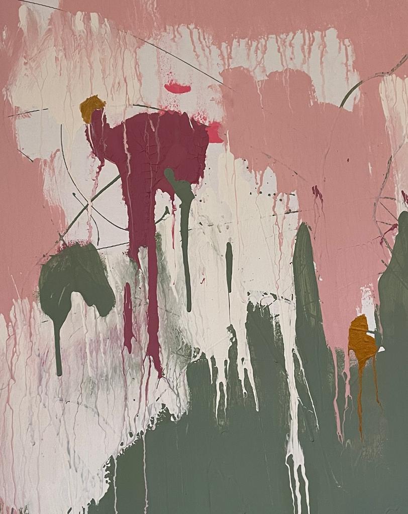 Grande peinture abstraite britannique contemporaine à abat-jour pastel doux et couleurs sourdes - Expressionnisme abstrait Painting par Natasha Rufus Isaacs