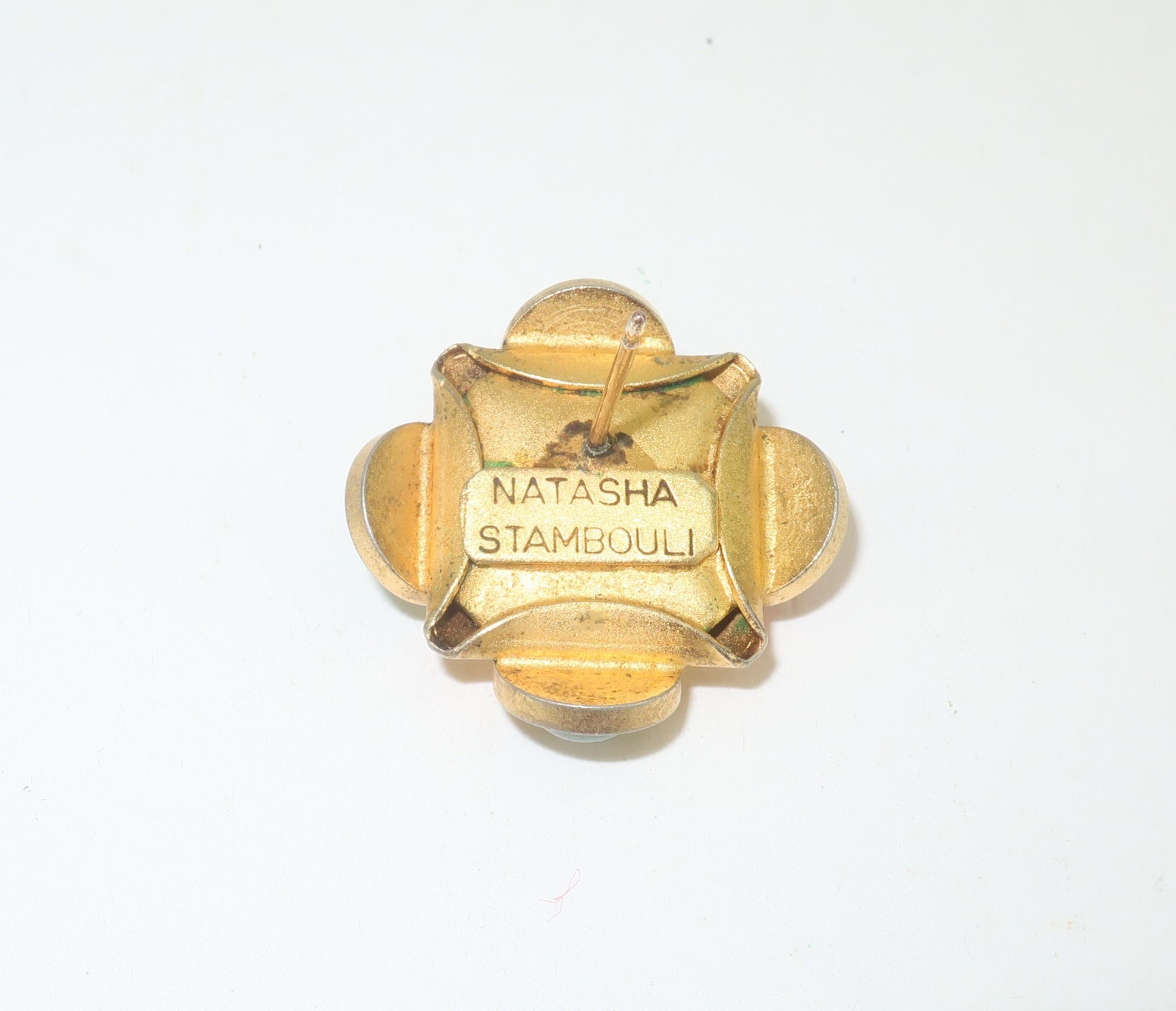 Cabochon Natasha Stambouli Bee Earrings, 1990’s