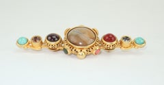 Natasha Stambouli Broche de style byzantin avec pierres semi-précieuses