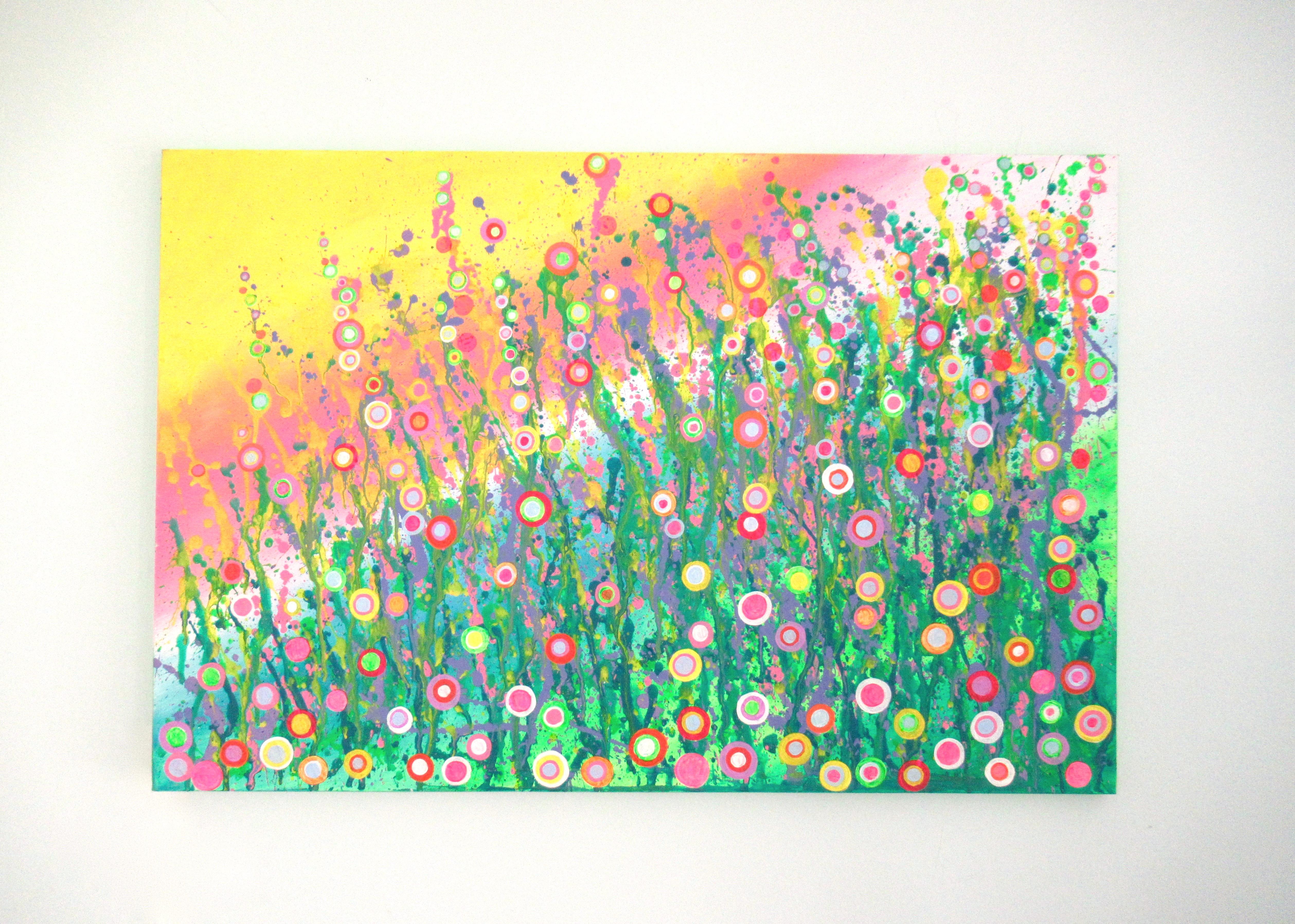 Blooms in Paradise, Originalgemälde (Braun), Still-Life Painting, von Natasha Tayles