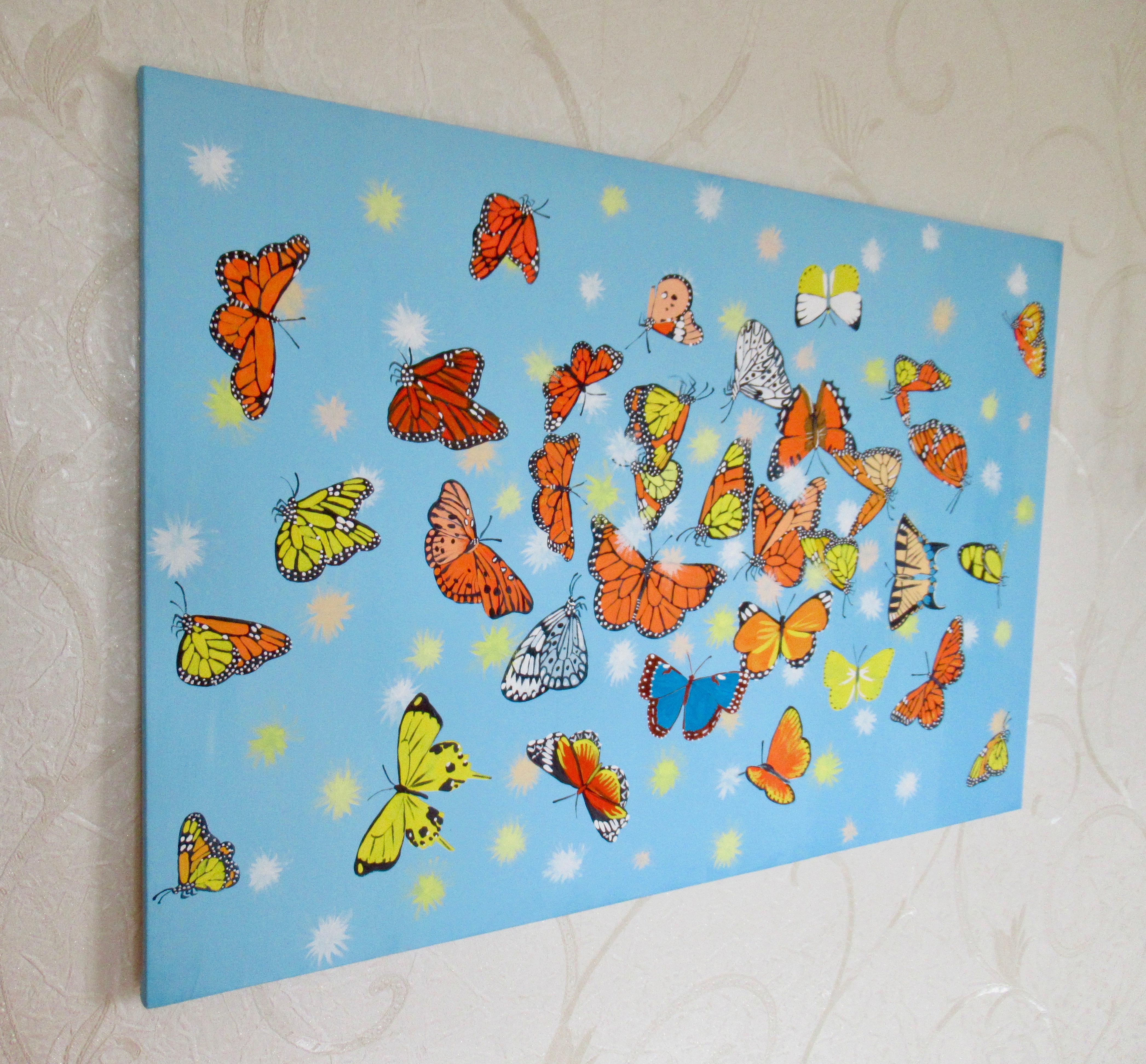 Pelusas y Mariposas 4, Pintura original - Painting de Natasha Tayles