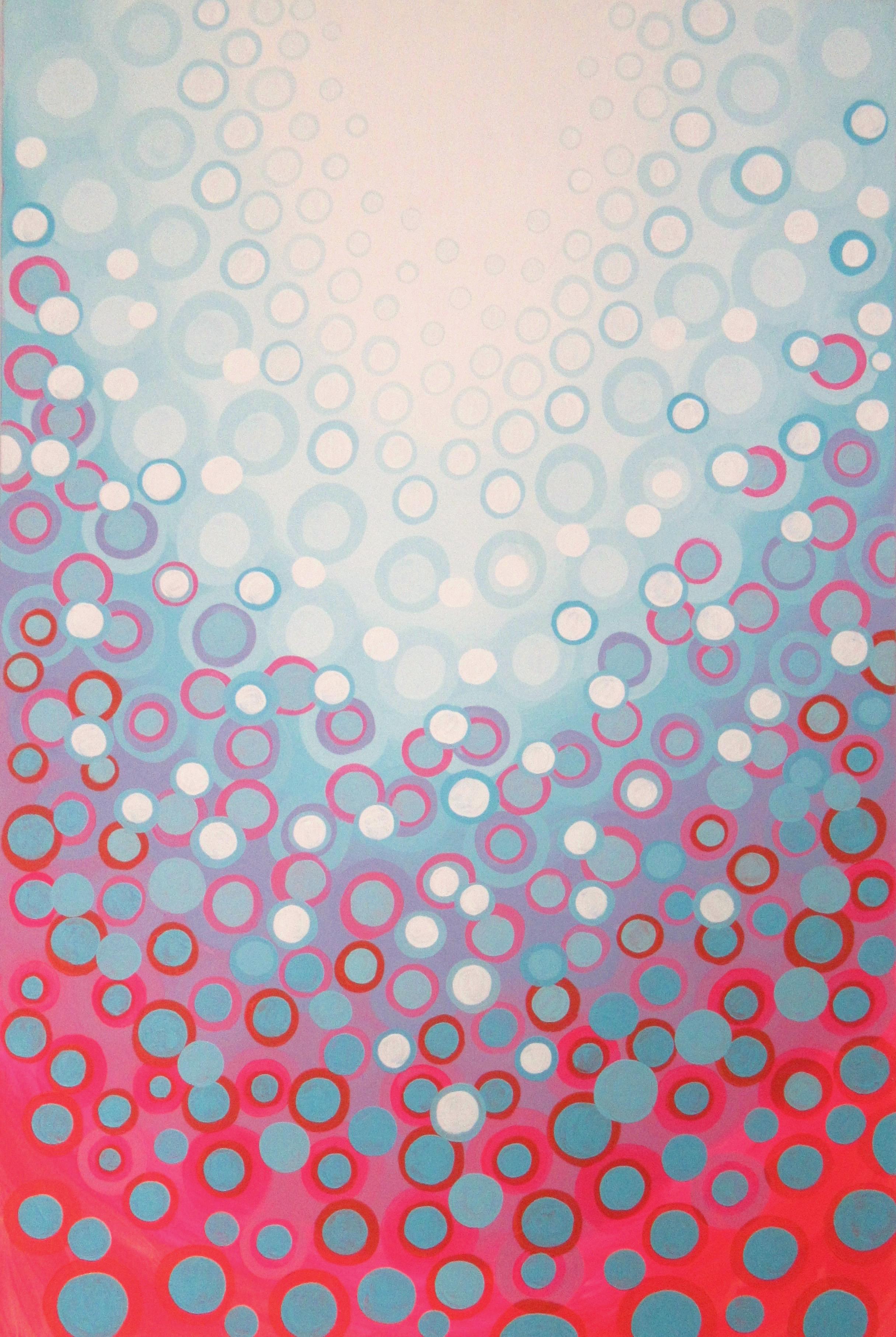 <p>Artist Comments<br>Part of Natasha's signature circles series. Loose, geometric abstraction of land and sky. Suggestion of snowflakes gently falling to earth. Cool blue and violet contrasted with hot pink. The gallery wrapped edges are painted a
