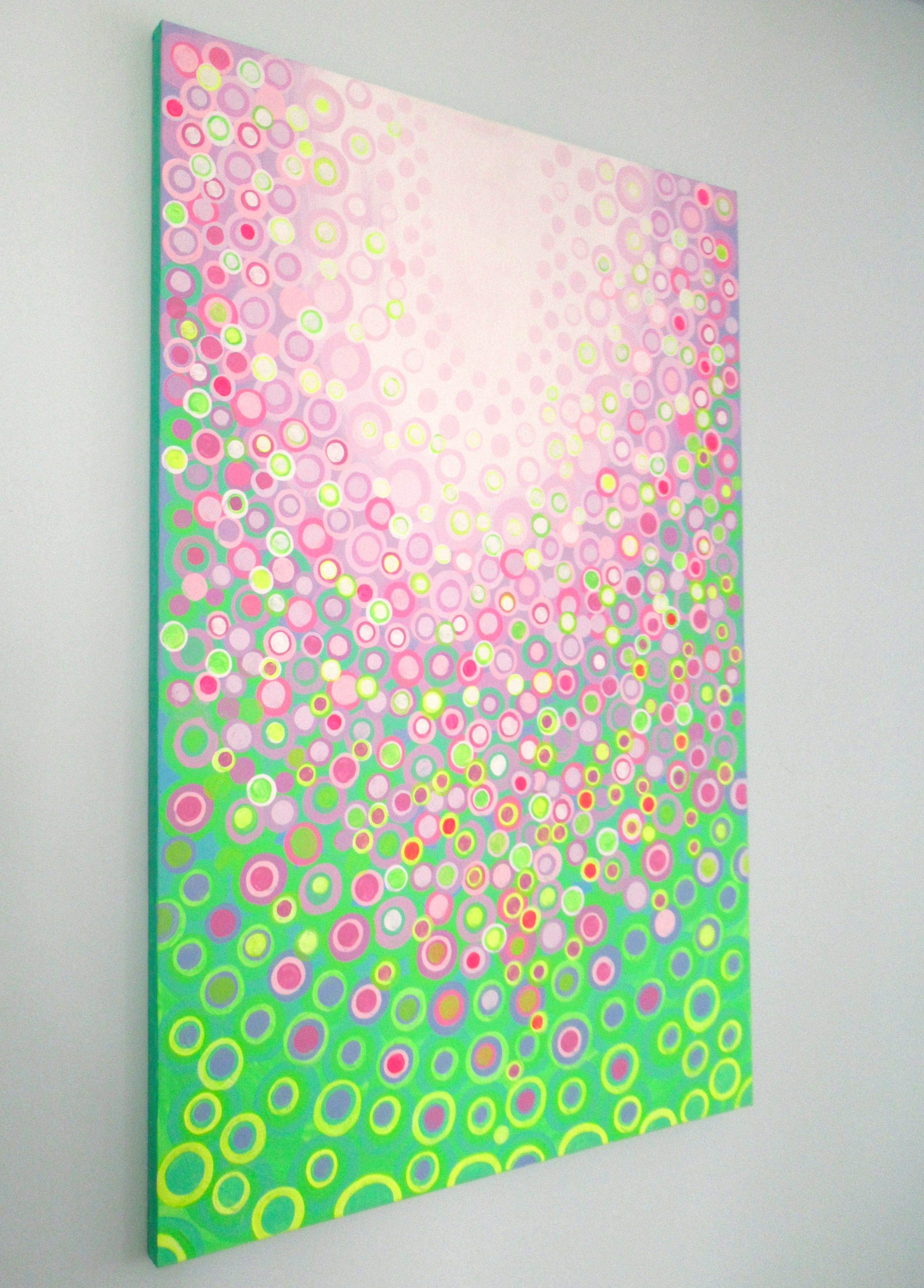 Peinture abstraite lilas et verte - Painting de Natasha Tayles