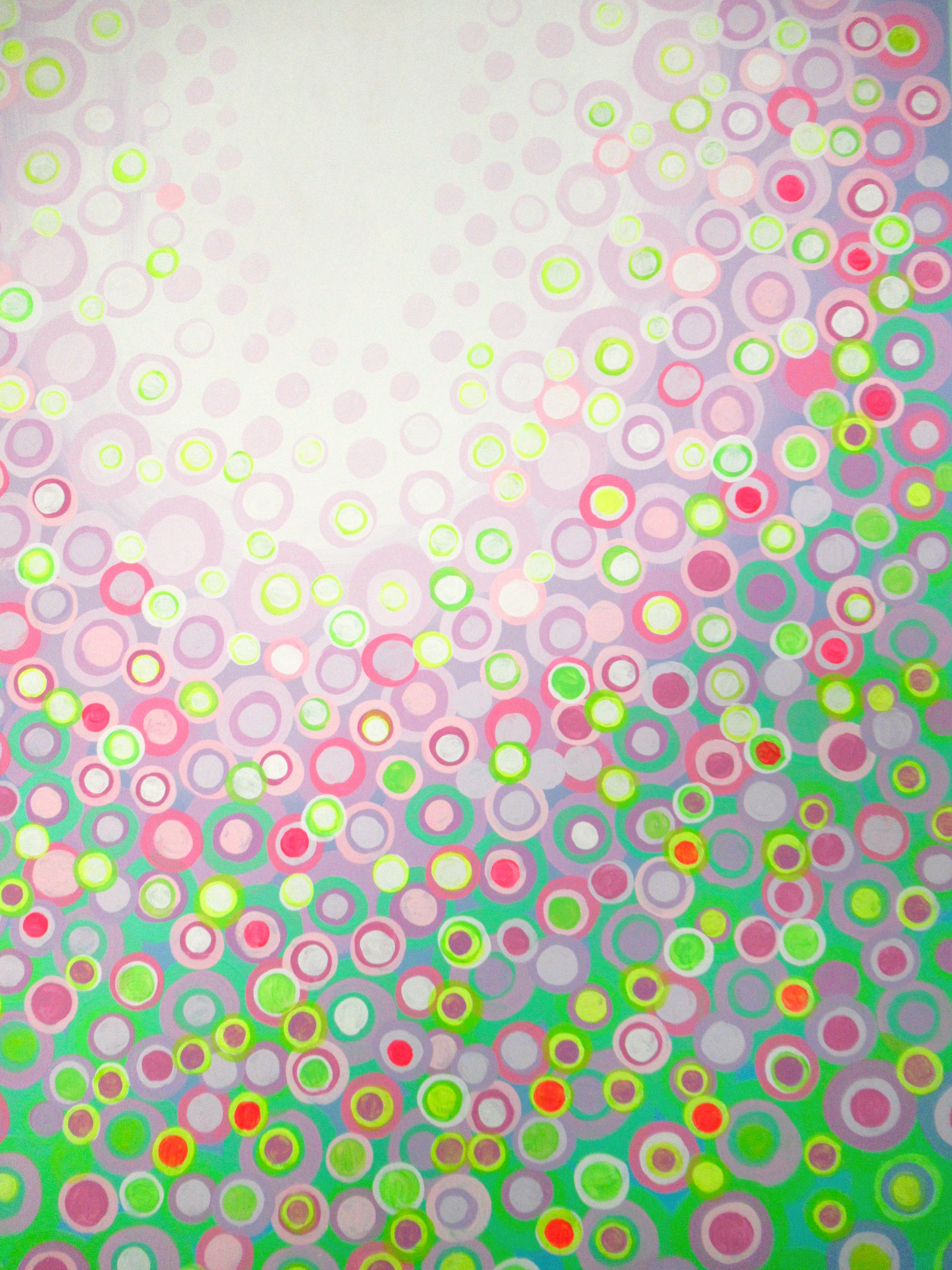 Peinture abstraite lilas et verte - Beige Abstract Painting par Natasha Tayles